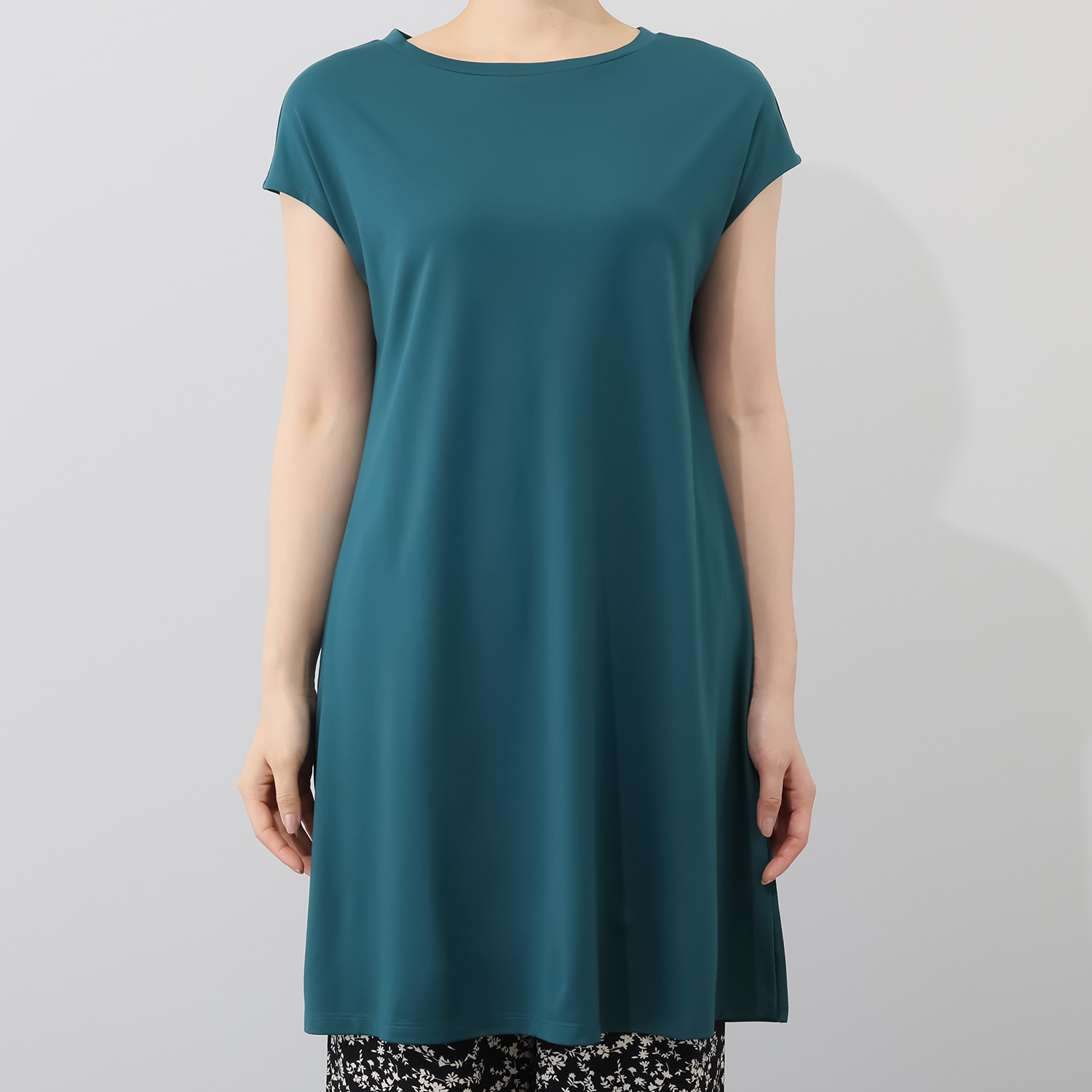 シルバーミントシュガー ざっくりニット調 リラックスロングジレと 大人のカットソー ロングチュニックのセット