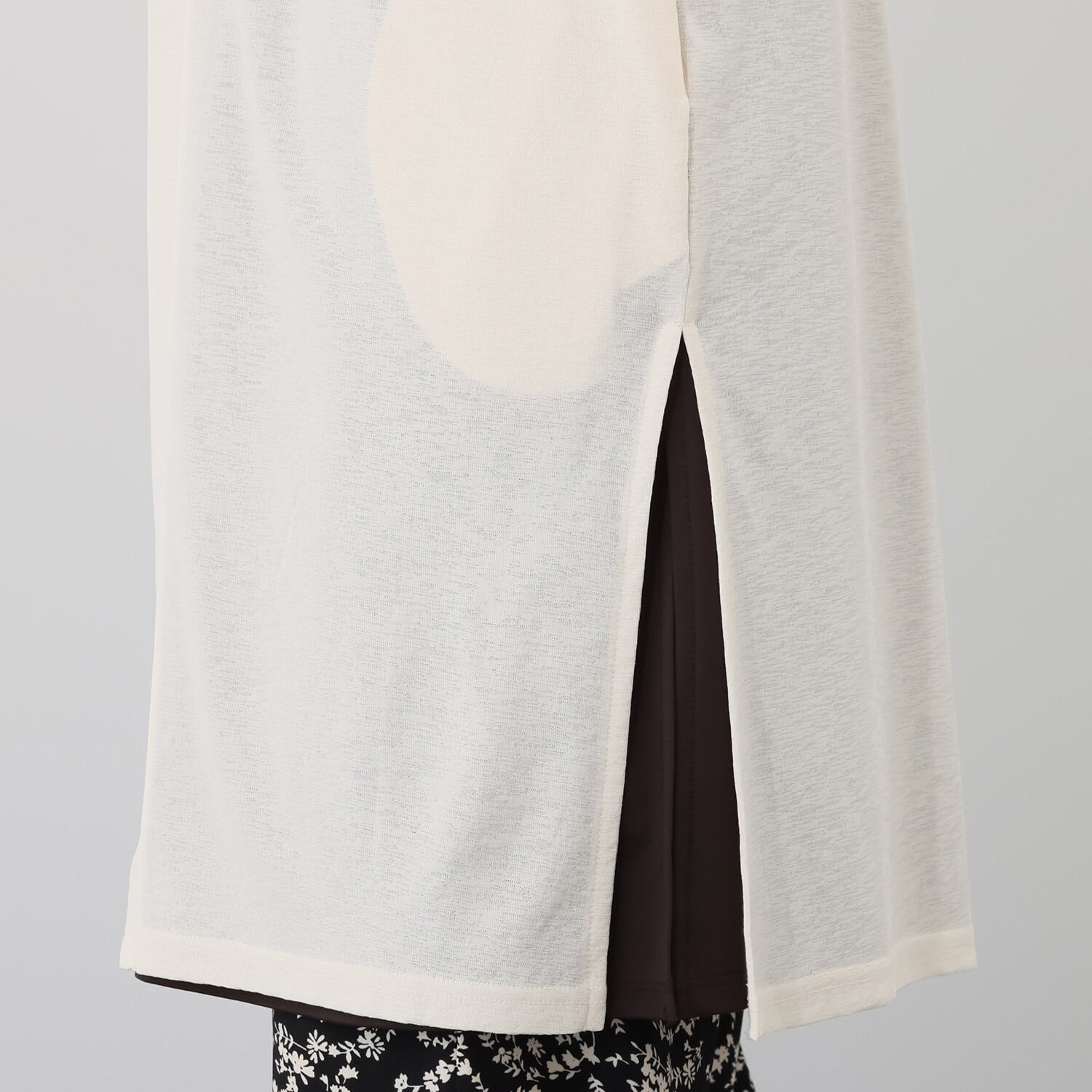 シルバーミントシュガー スラブ調シアー天竺 Ｉラインシルエット ロングカーディガン