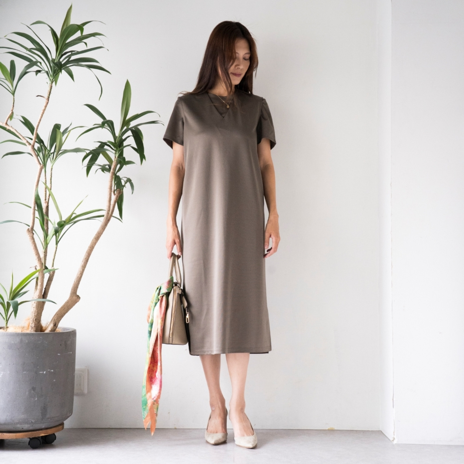 マンスリートライミー 着回し抜群 体型カバーワンピース＆ Ｔシャツセット