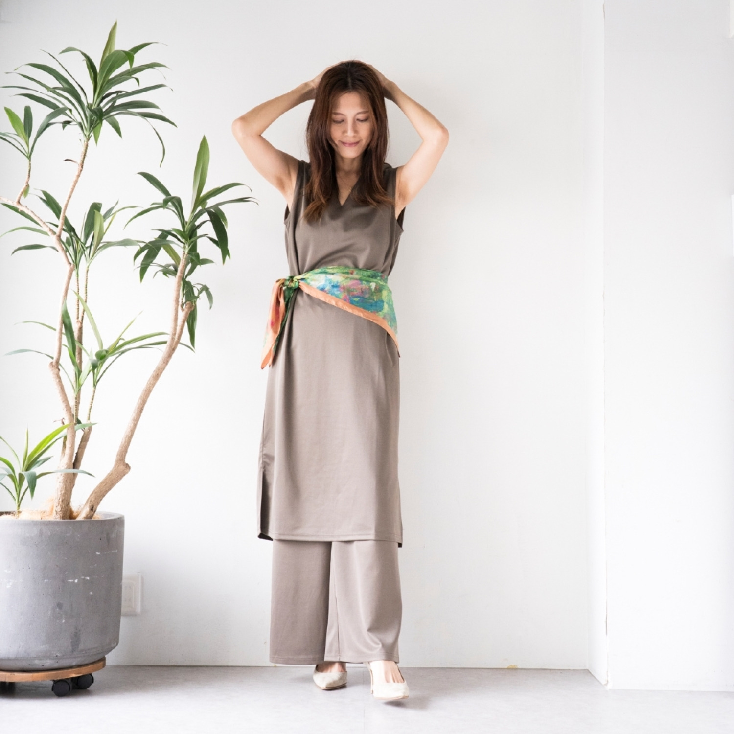 マンスリートライミー 着回し抜群 体型カバーワンピース＆ Ｔシャツセット