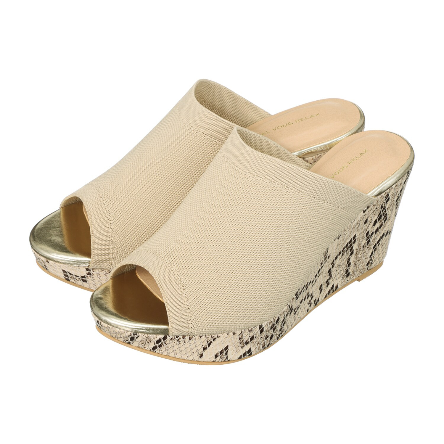 ヌーベルヴォーグ リラックス 美脚見せ 柔らかニット 厚底ウェッジミュール