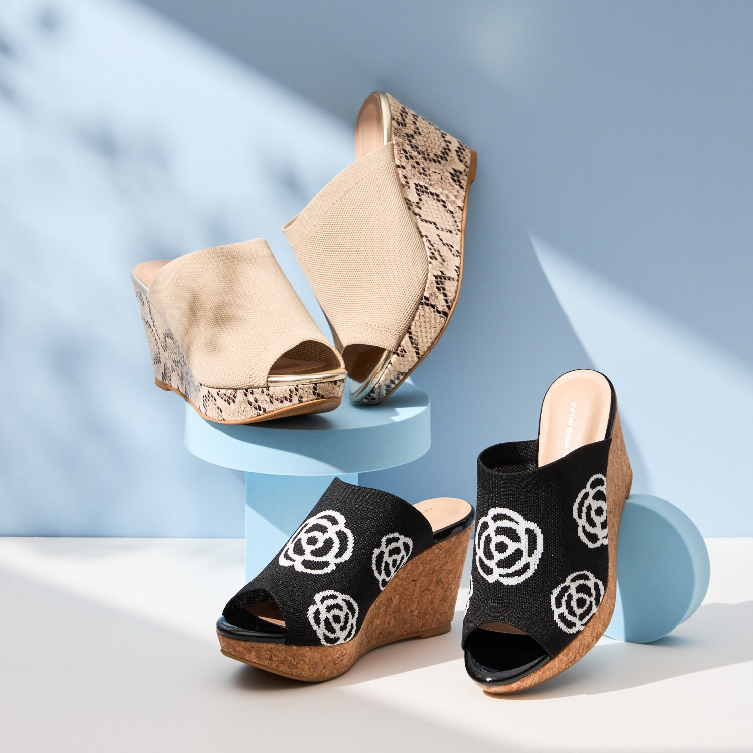 ヌーベルヴォーグ リラックス 美脚見せ 柔らかニット 厚底ウェッジミュール