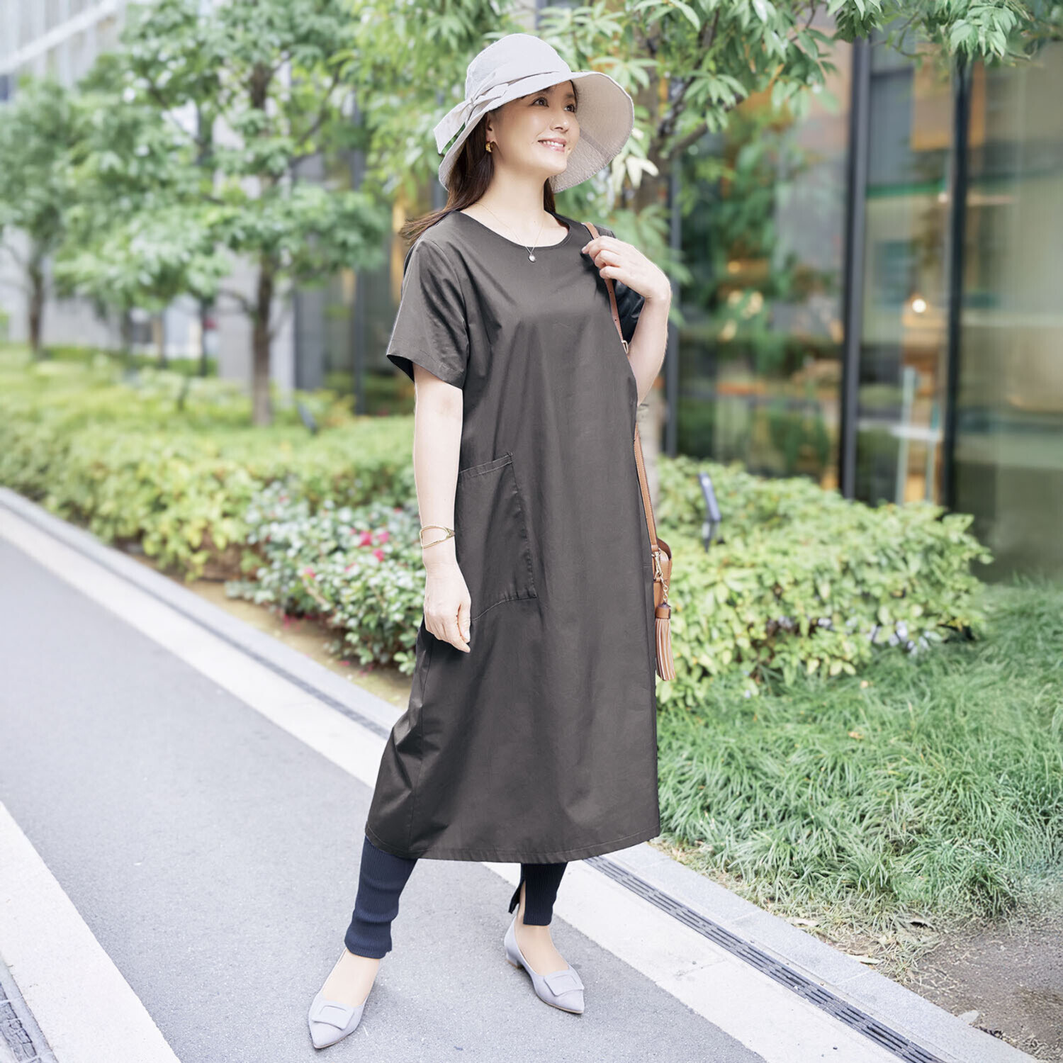 部屋着の上から さっとかぶるだけ！ 綿混 ずぼっと ずぼらワンピース