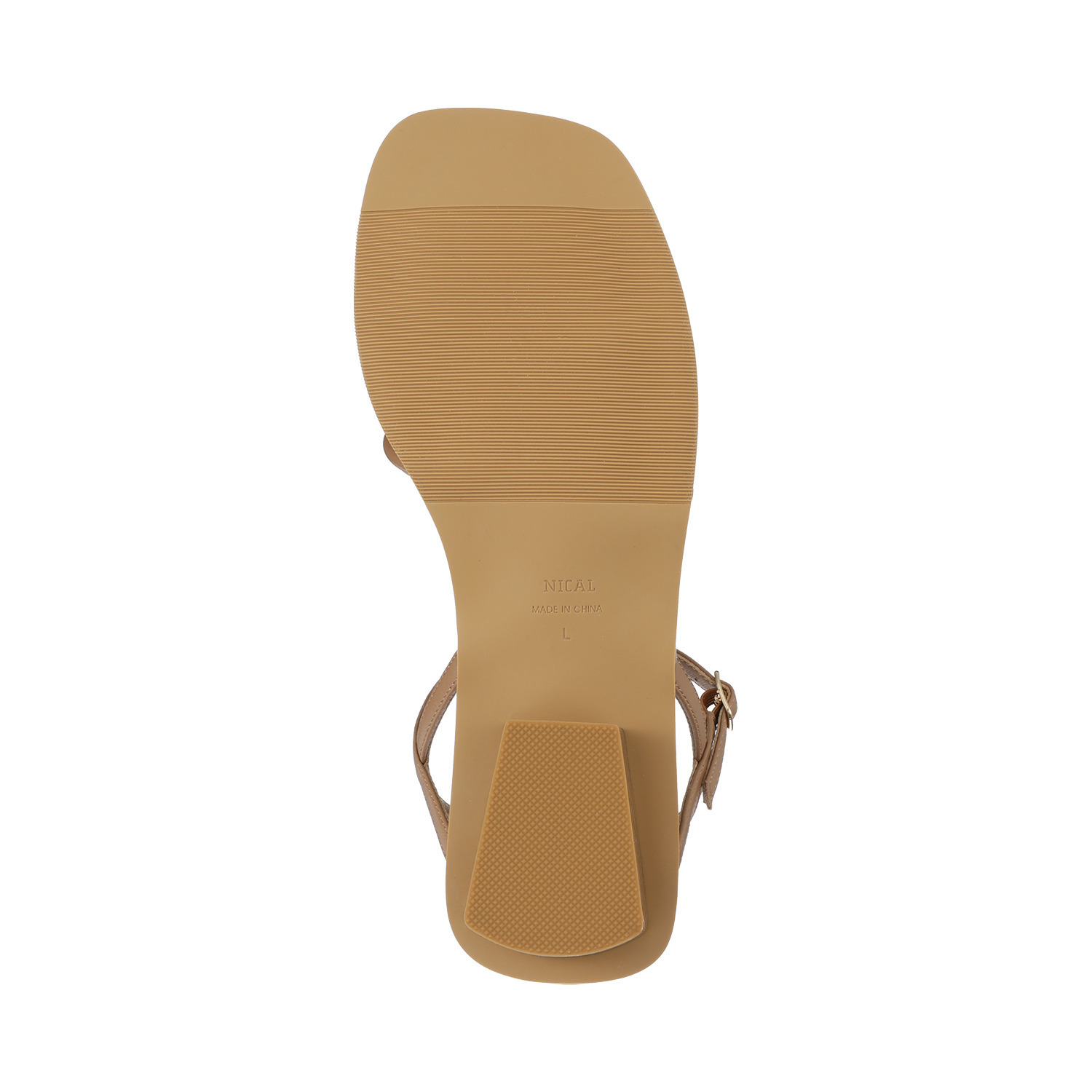 ニカル シープレザー メタルモティーフ ナローストラップサンダル