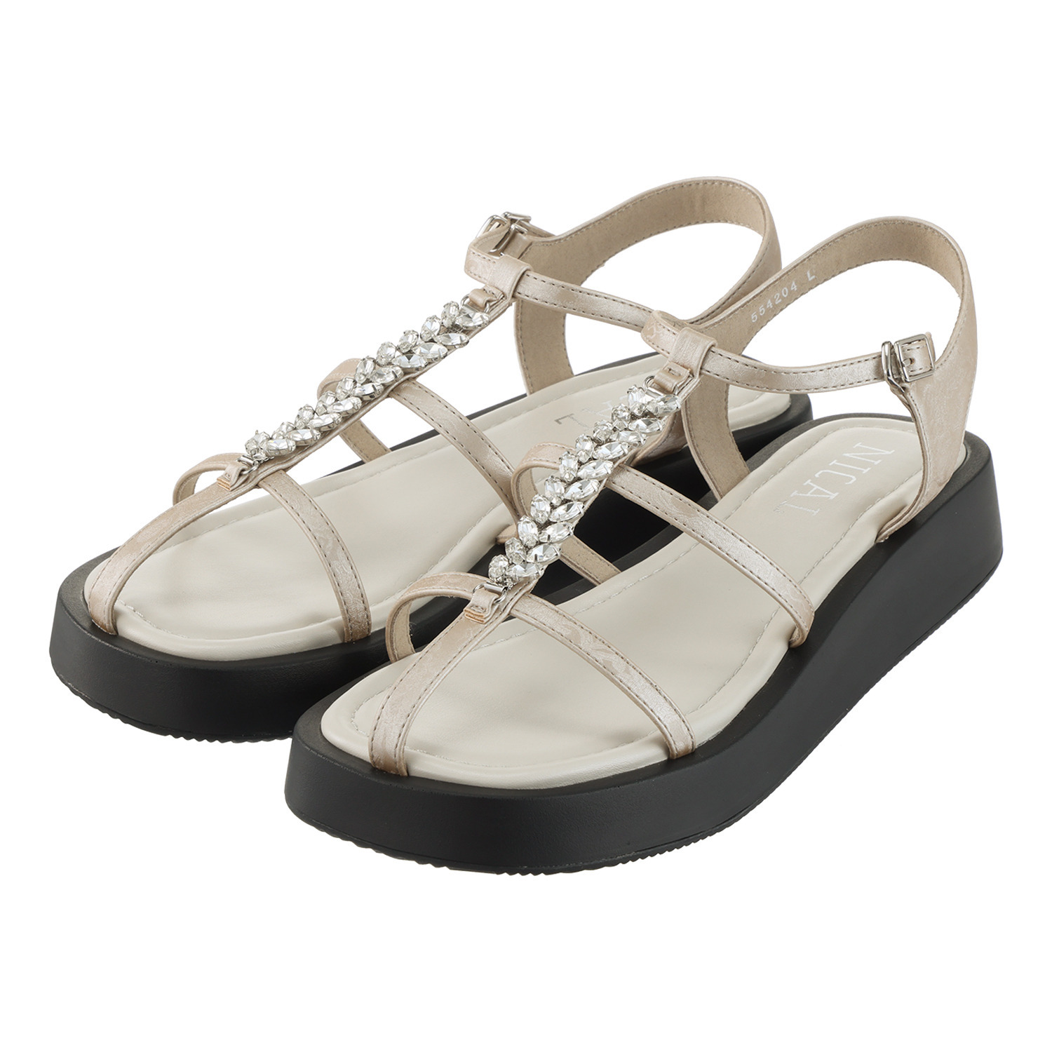 ニカル リーフビジュウ× シノワズリーストラップ 厚底サンダル