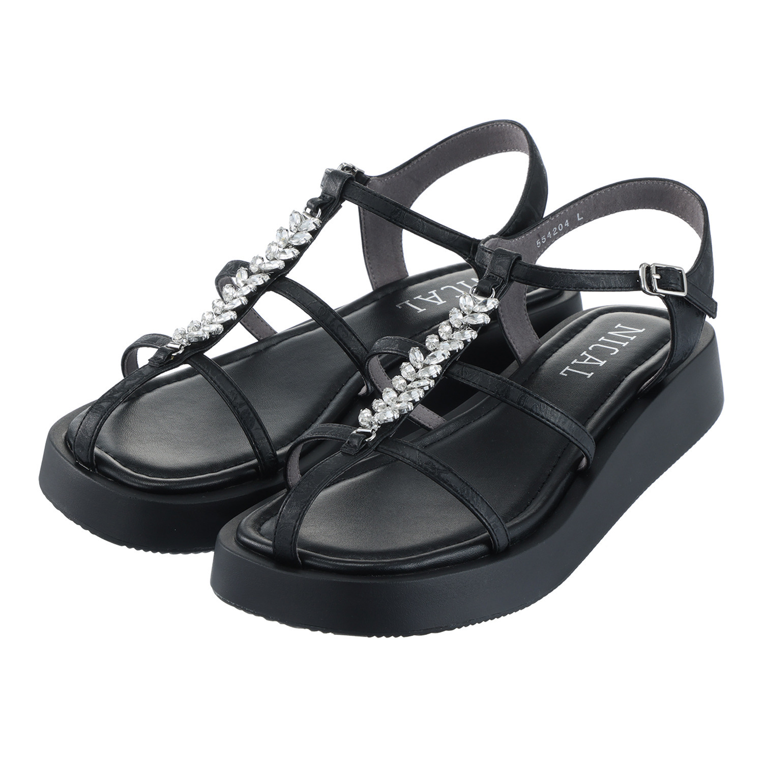 ニカル リーフビジュウ× シノワズリーストラップ 厚底サンダル