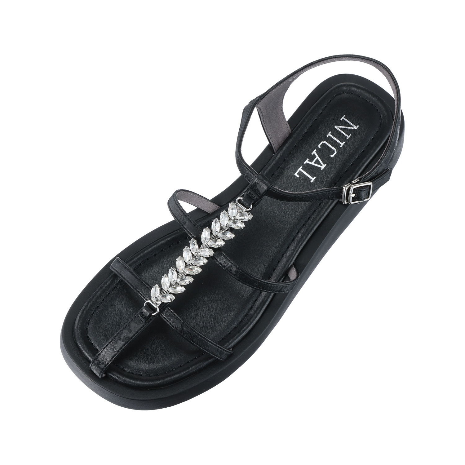 ニカル リーフビジュウ× シノワズリーストラップ 厚底サンダル