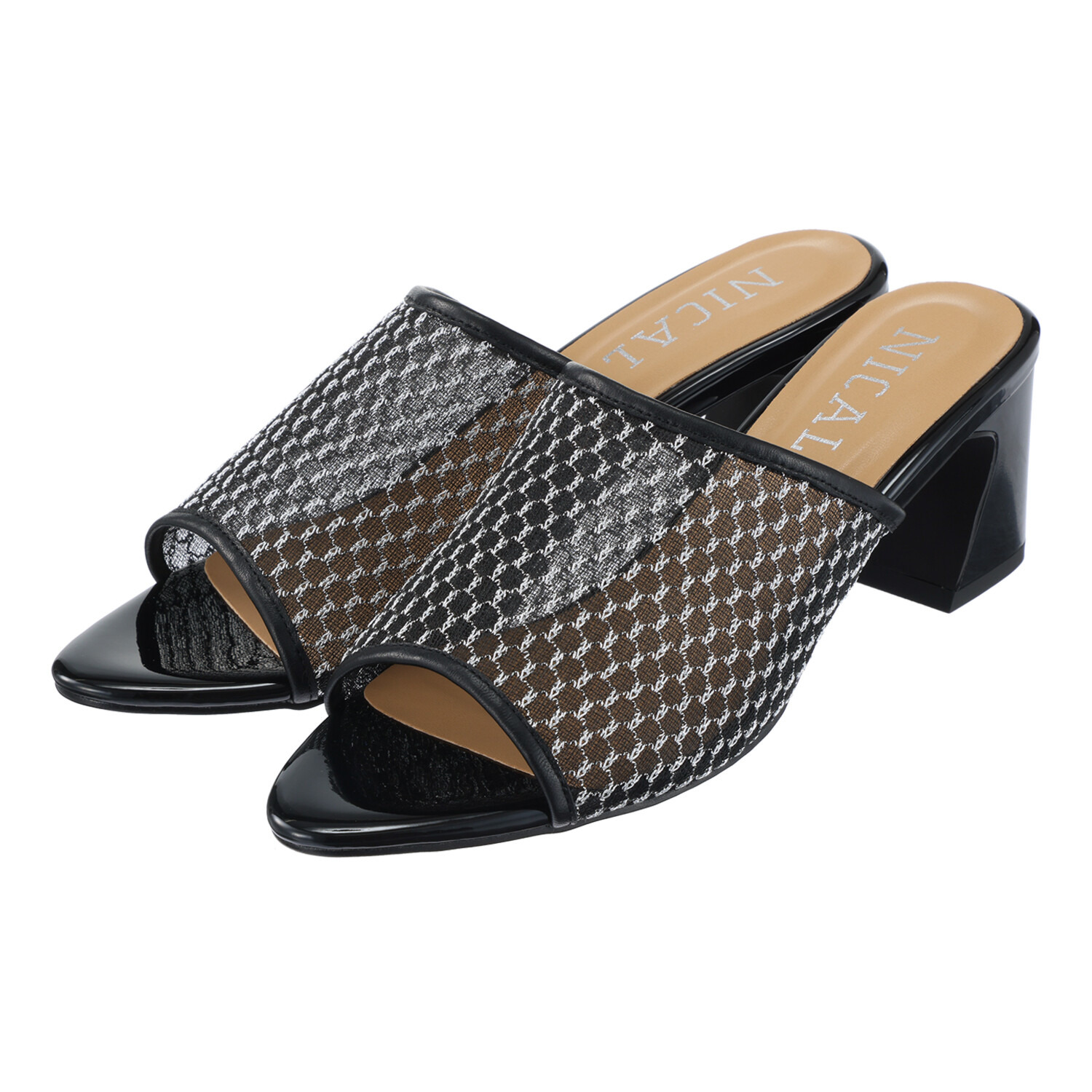 ニカル メタリックチュール ミュールサンダル