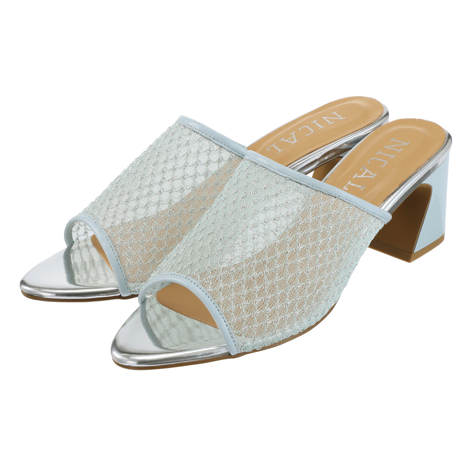 ニカル メタリックチュール ミュールサンダル
