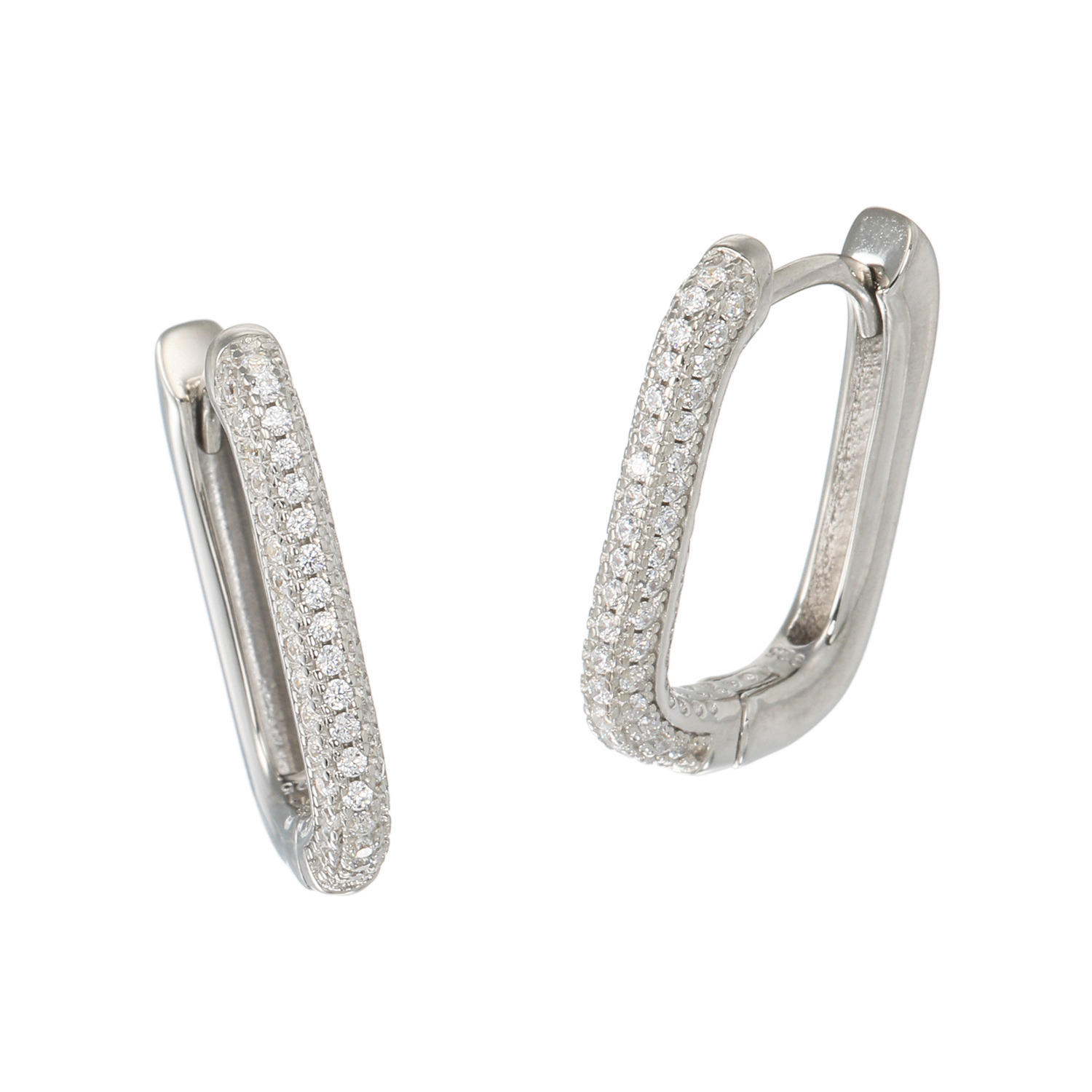 ダイアモア シルバー　ＣＺ パヴェ ハギーフープピアス