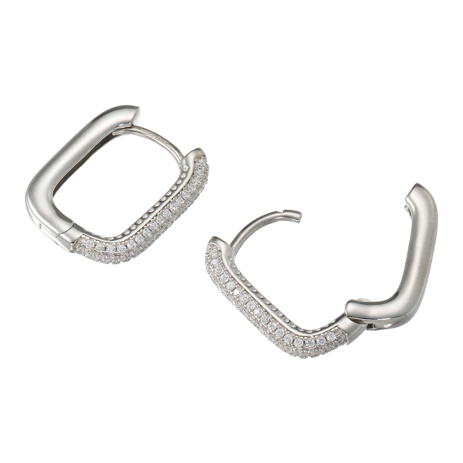 ダイアモア シルバー　ＣＺ パヴェ ハギーフープピアス