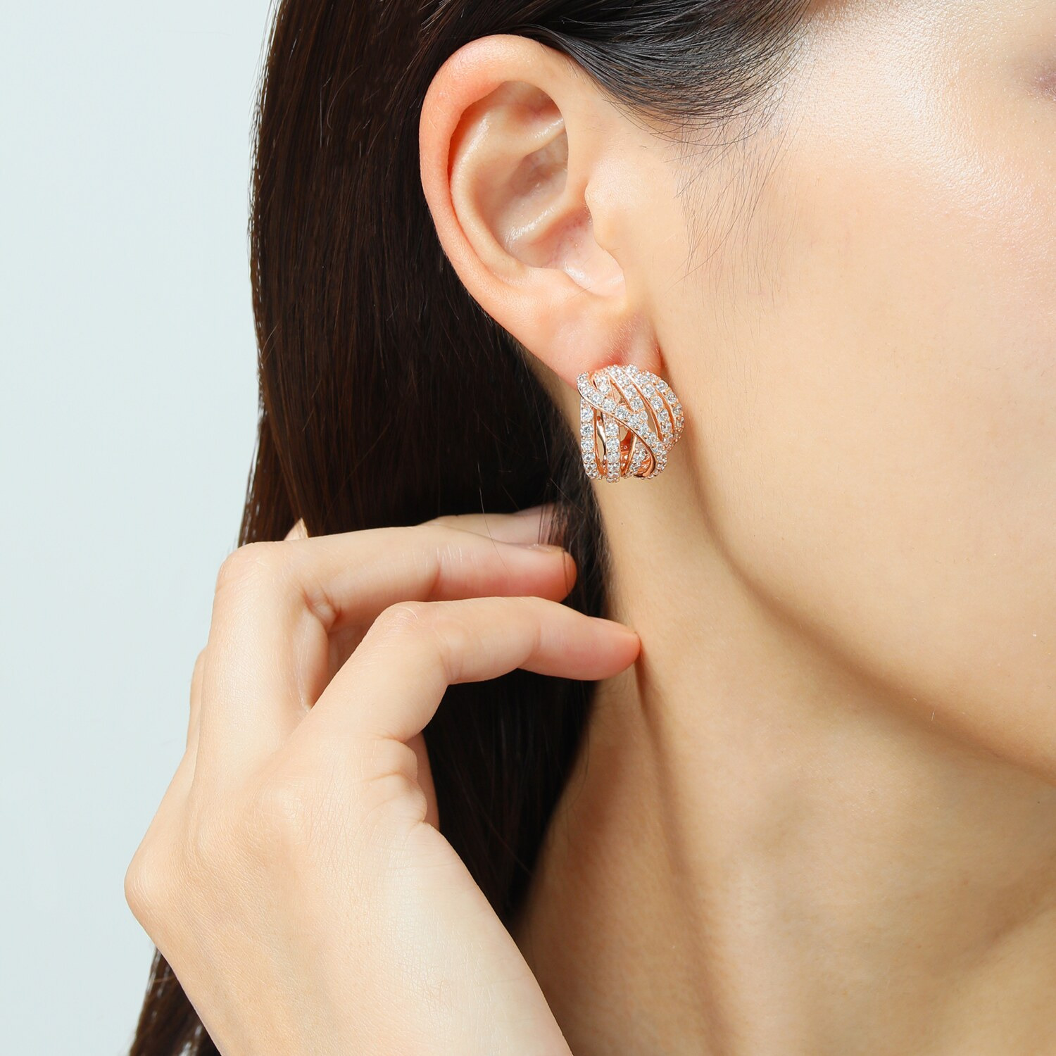 ダイアモア シルバー　ＣＺ 多連デザイン ピアス