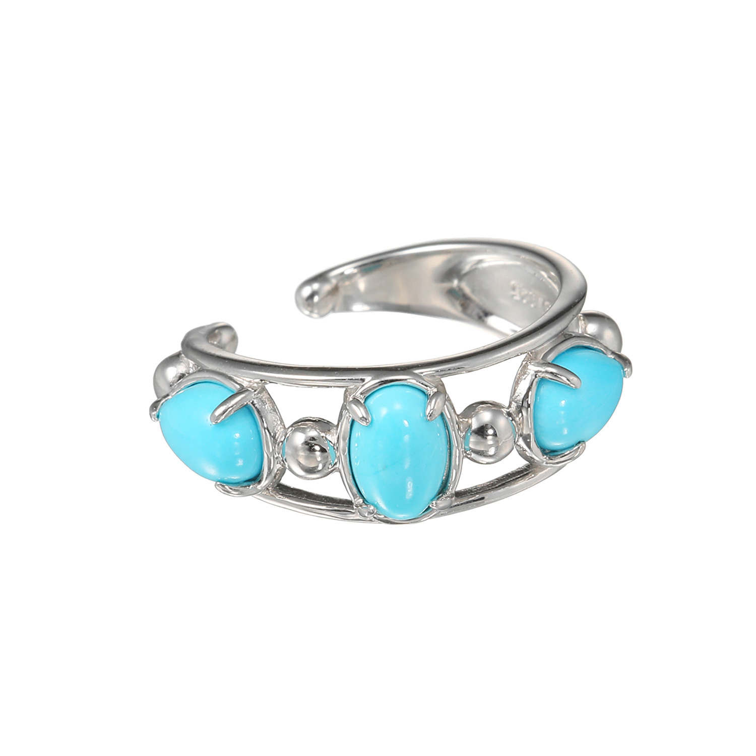 ミケランジェロ シルバー アリゾナ産ターコイズ ０．８カラットＵＰ イヤーカフ ＜片側のみ＞