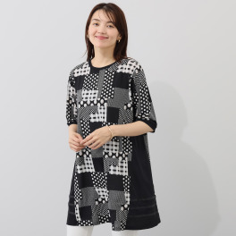 ジョリーフェム ランダムドットプリント サイドアクセント チュニック