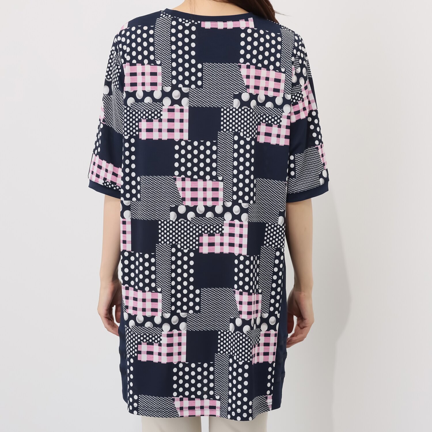 ジョリーフェム ランダムドットプリント サイドアクセント チュニック