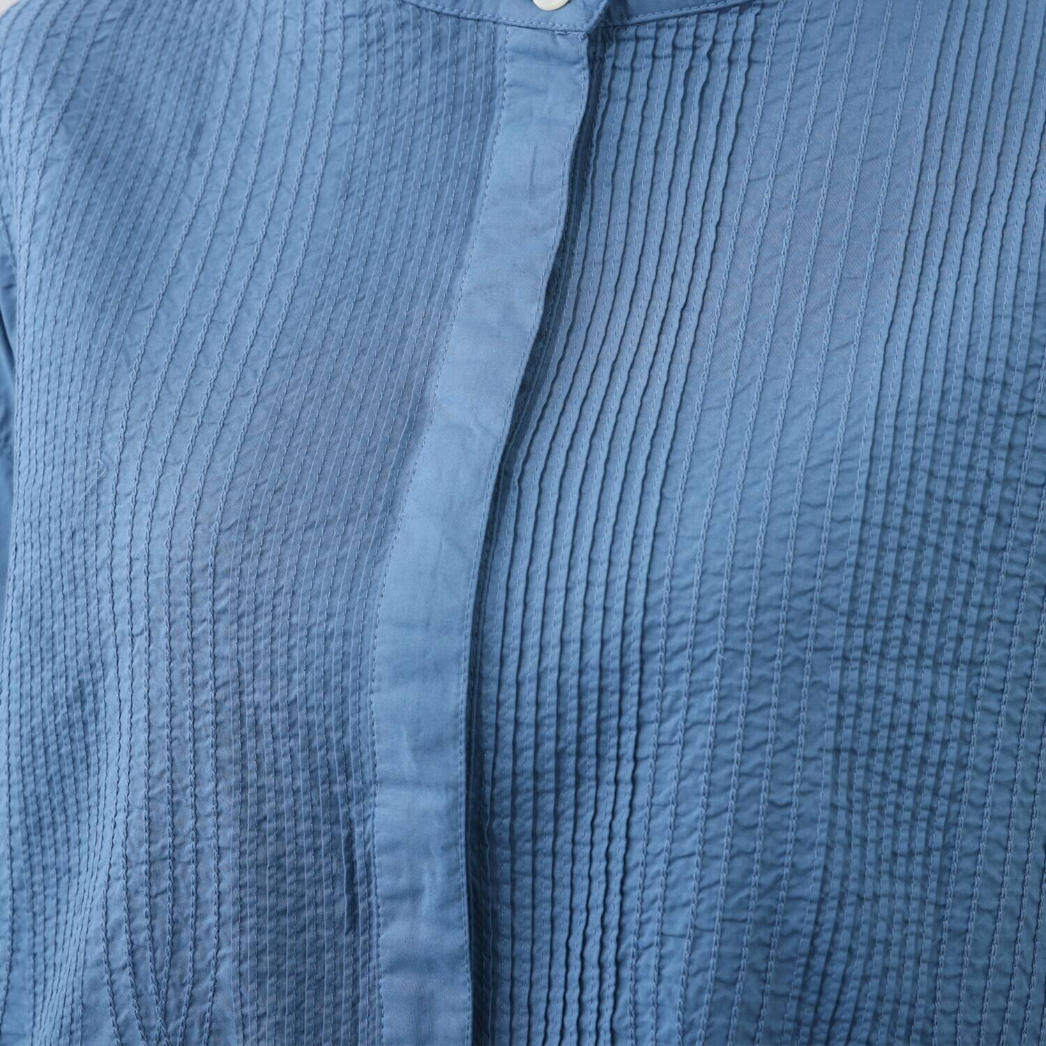 ヤッコマリカルド コットンローン ピンタック・ ステッチ刺しゅうシャツ