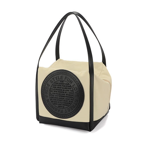 ラルジュ サークル型押アクセント キューブバッグ