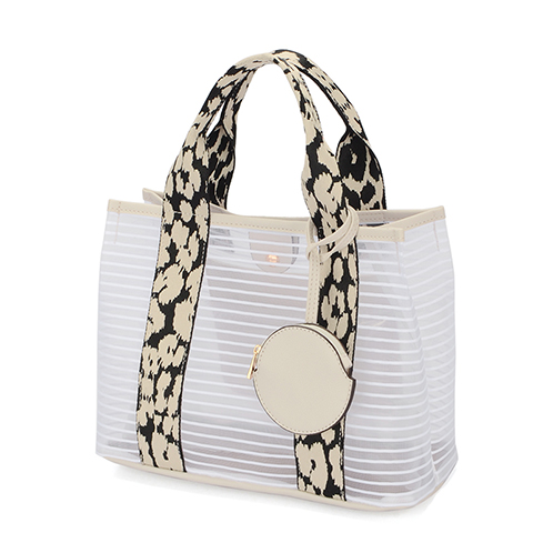 ラルジュ 透かしチュール アニマル柄ハンドル トートバッグ