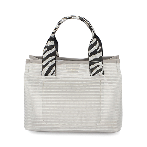 ラルジュ 透かしチュール アニマル柄ハンドル トートバッグ