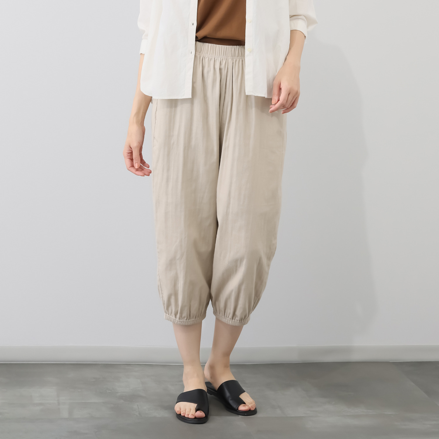 ダイア　アロー ＵＶカット・接触冷感 ストレッチダブルガーゼ サルエル風パンツ