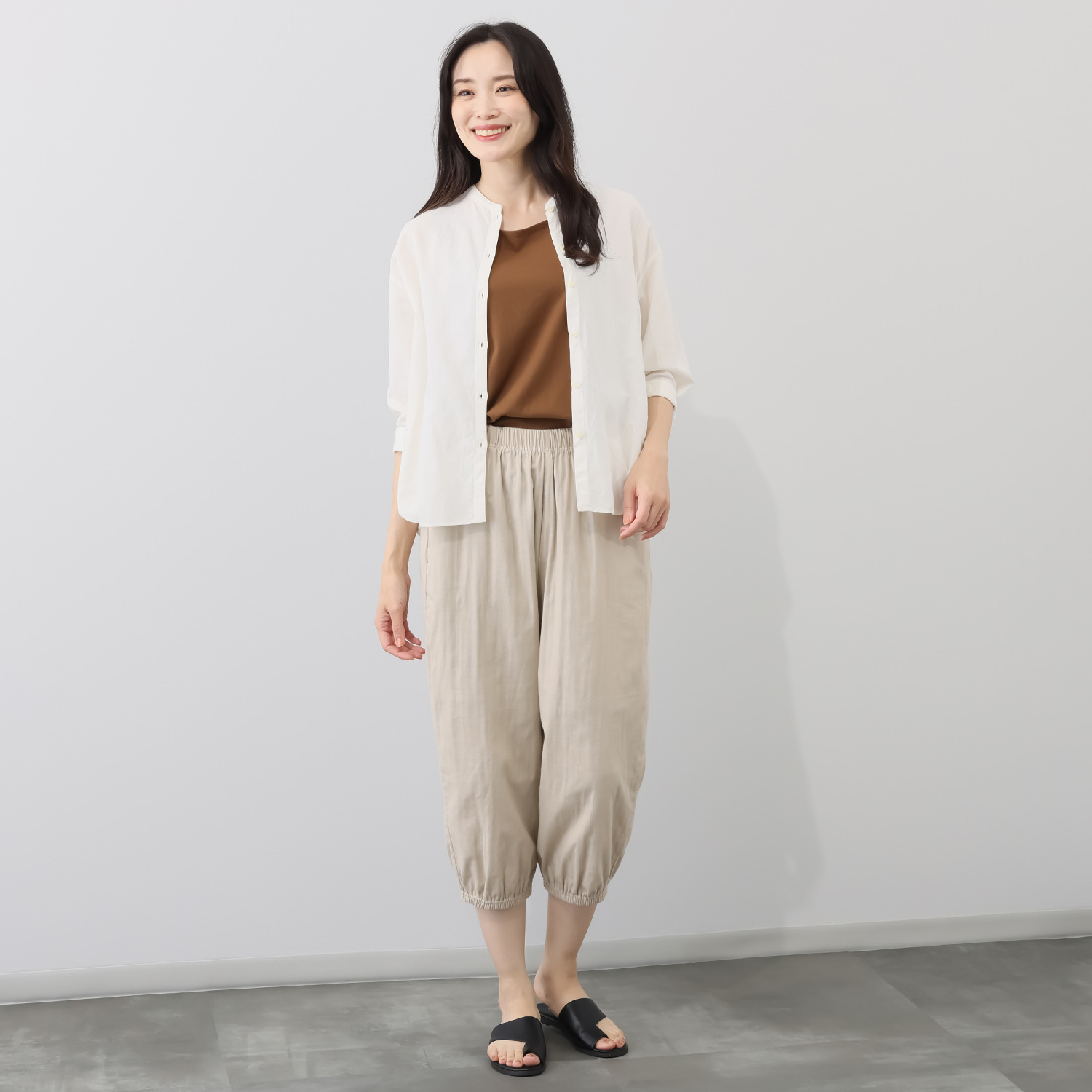 ダイア　アロー ＵＶカット・接触冷感 ストレッチダブルガーゼ サルエル風パンツ