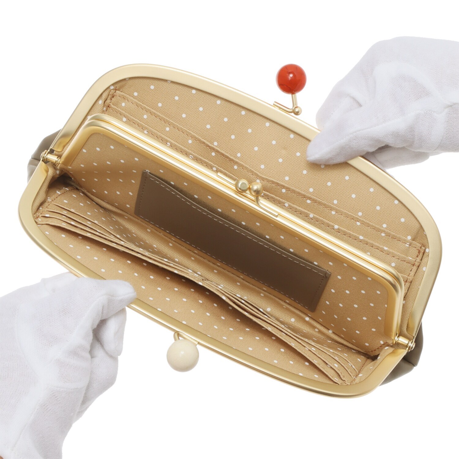 ズッケロ ＜日本製＞ アクリル玉がま口 スリム長財布