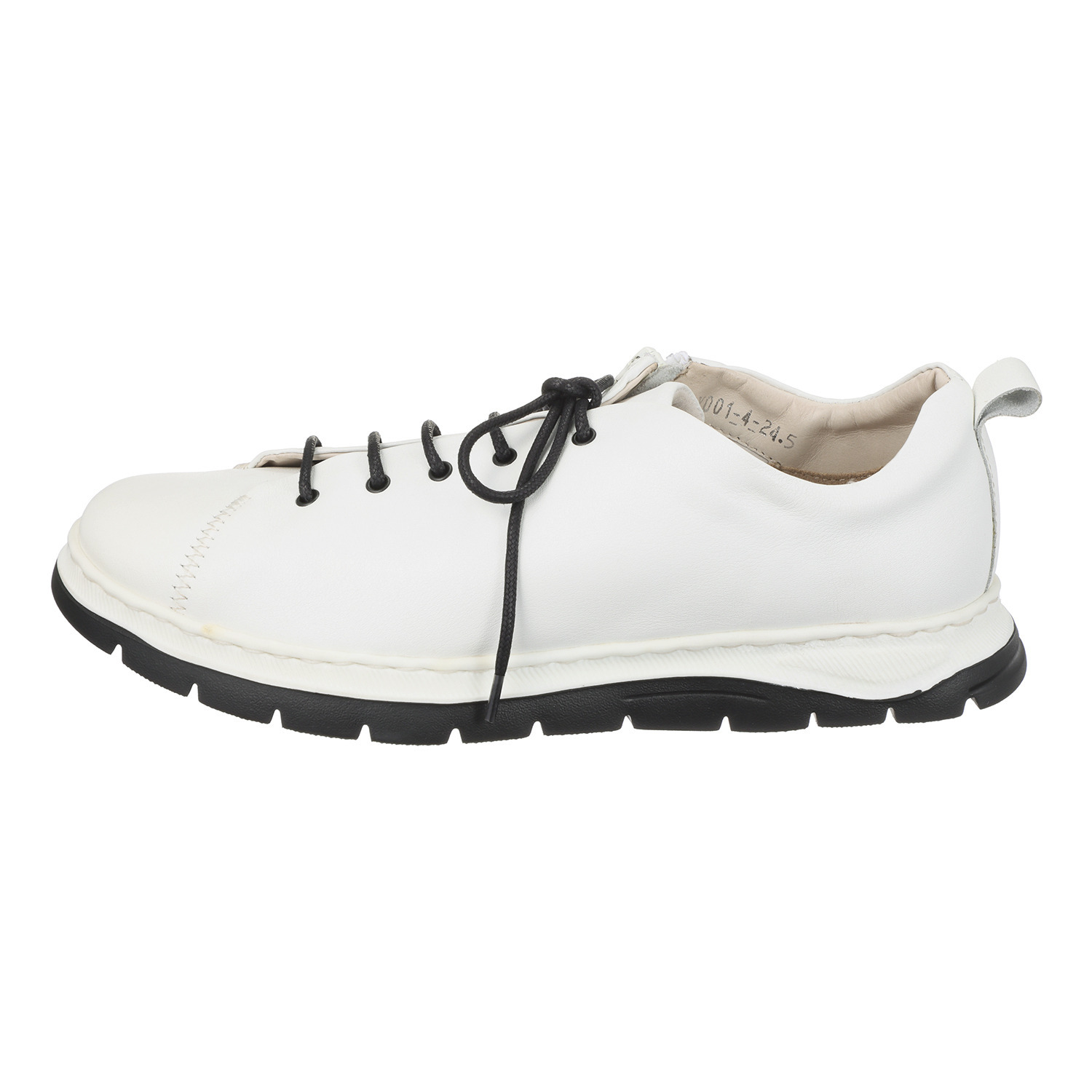 マイレ はっ水 カーフレザー ファスナー付 レースアップスニーカー