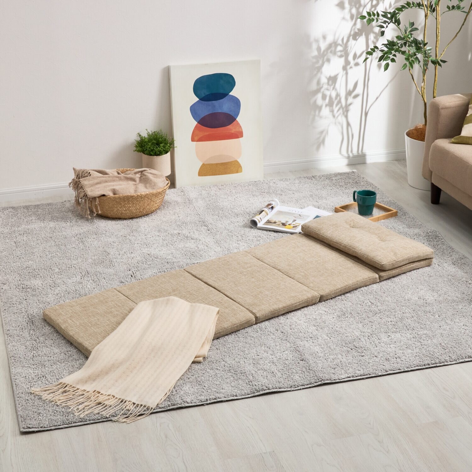 エアーフロウムで 寝心地抜群！ ６つ折 お昼寝マット