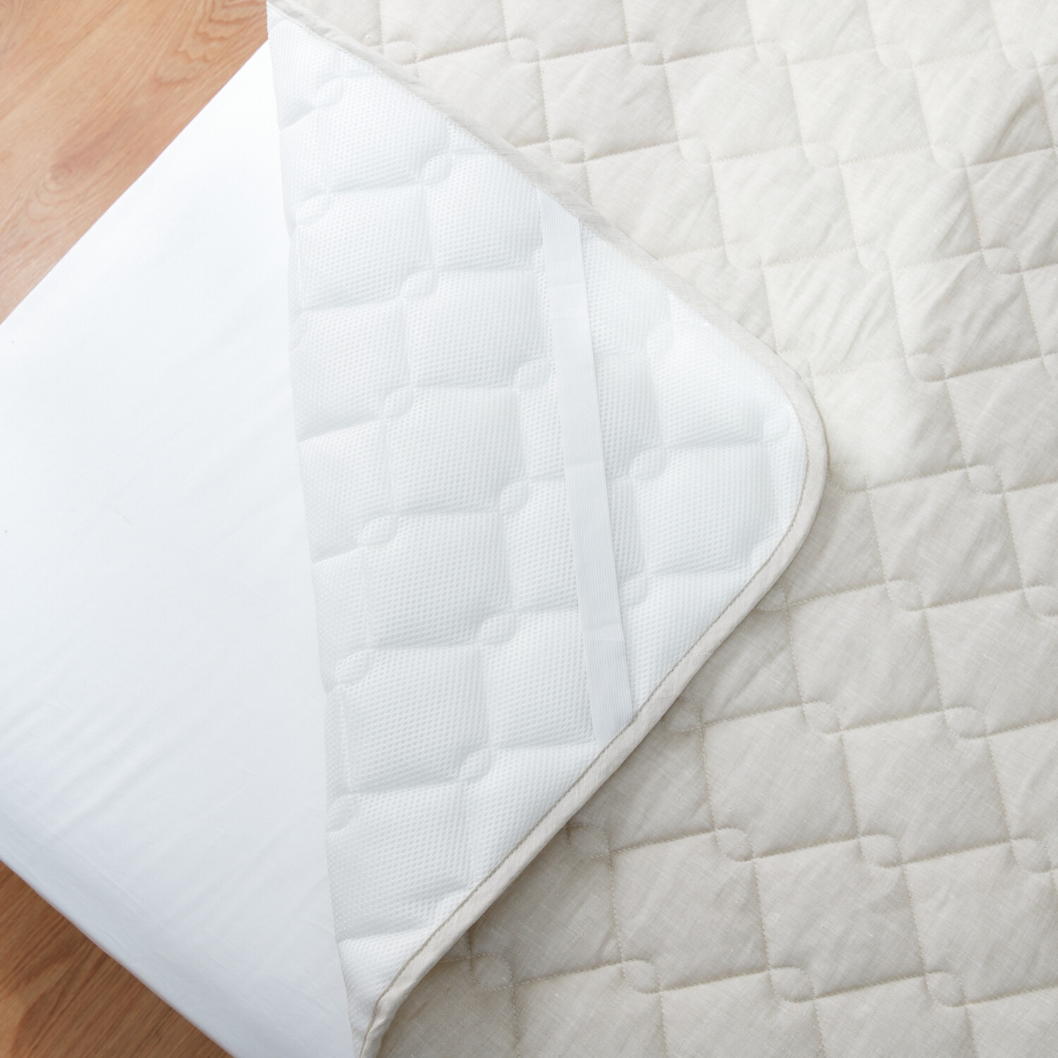 大津毛織 表側 フレンチリネン１００％ 心地よい接触冷感で 柔らかな肌触り ナチュラルテイスト 敷きパッド＜シングル＞