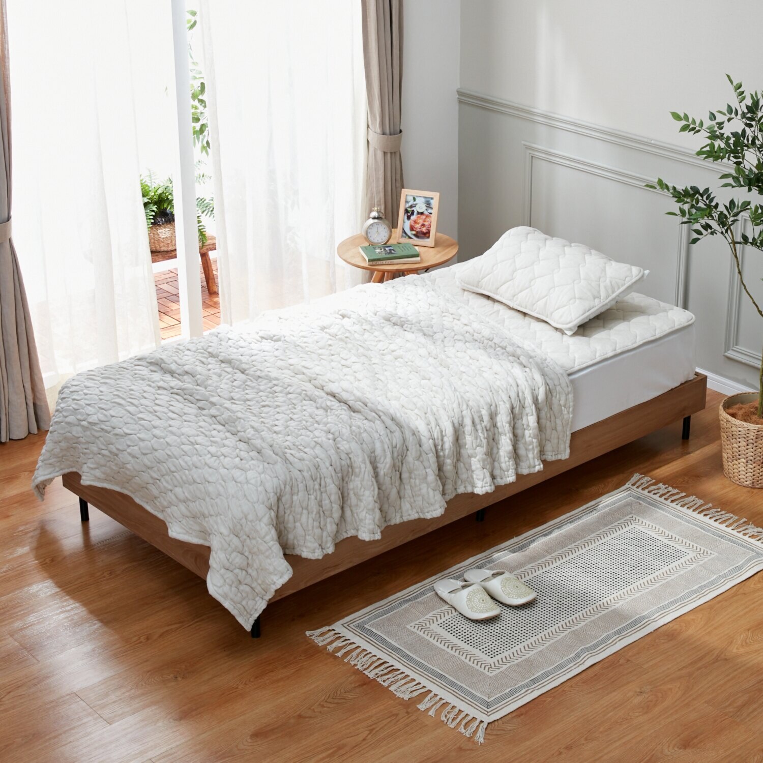 大津毛織 表側 フレンチリネン１００％ 心地よい接触冷感で 柔らかな肌触り ナチュラルテイスト 敷きパッド＜シングル＞