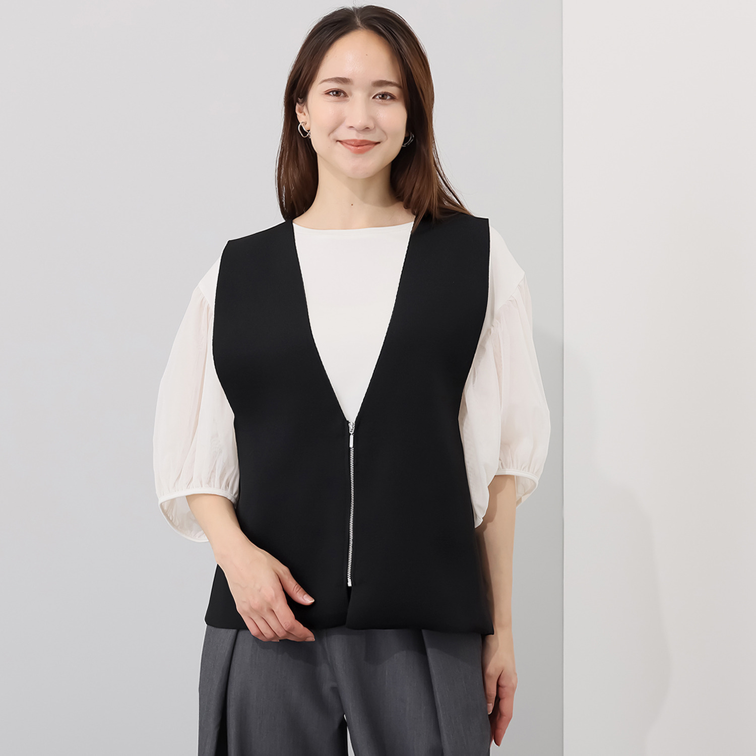 コモエリークローゼット バッククロス ニットジレ