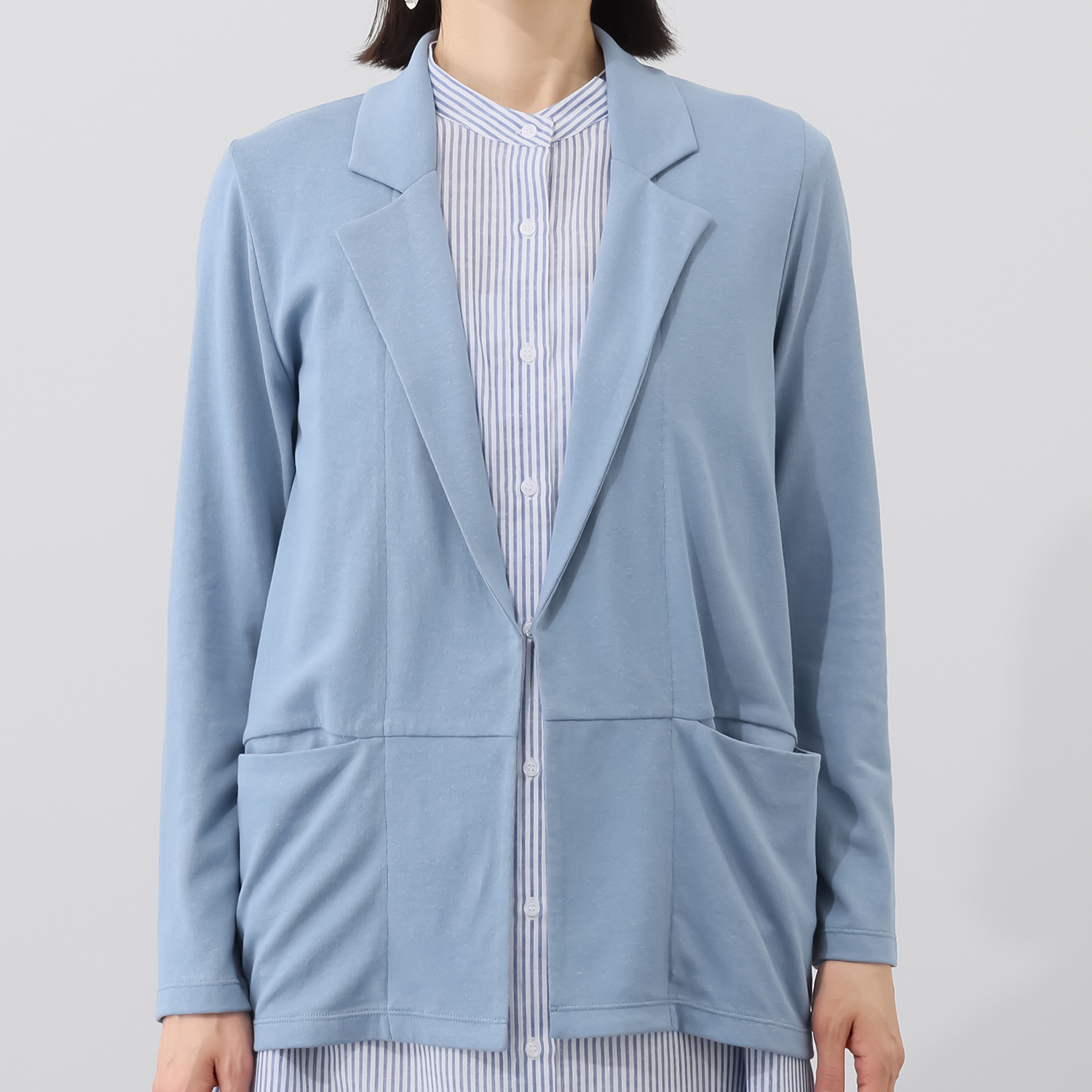 スピンブルー 接触冷感・吸水速乾 フレンチリネンブレンド リラックスジャージー サマージャケット