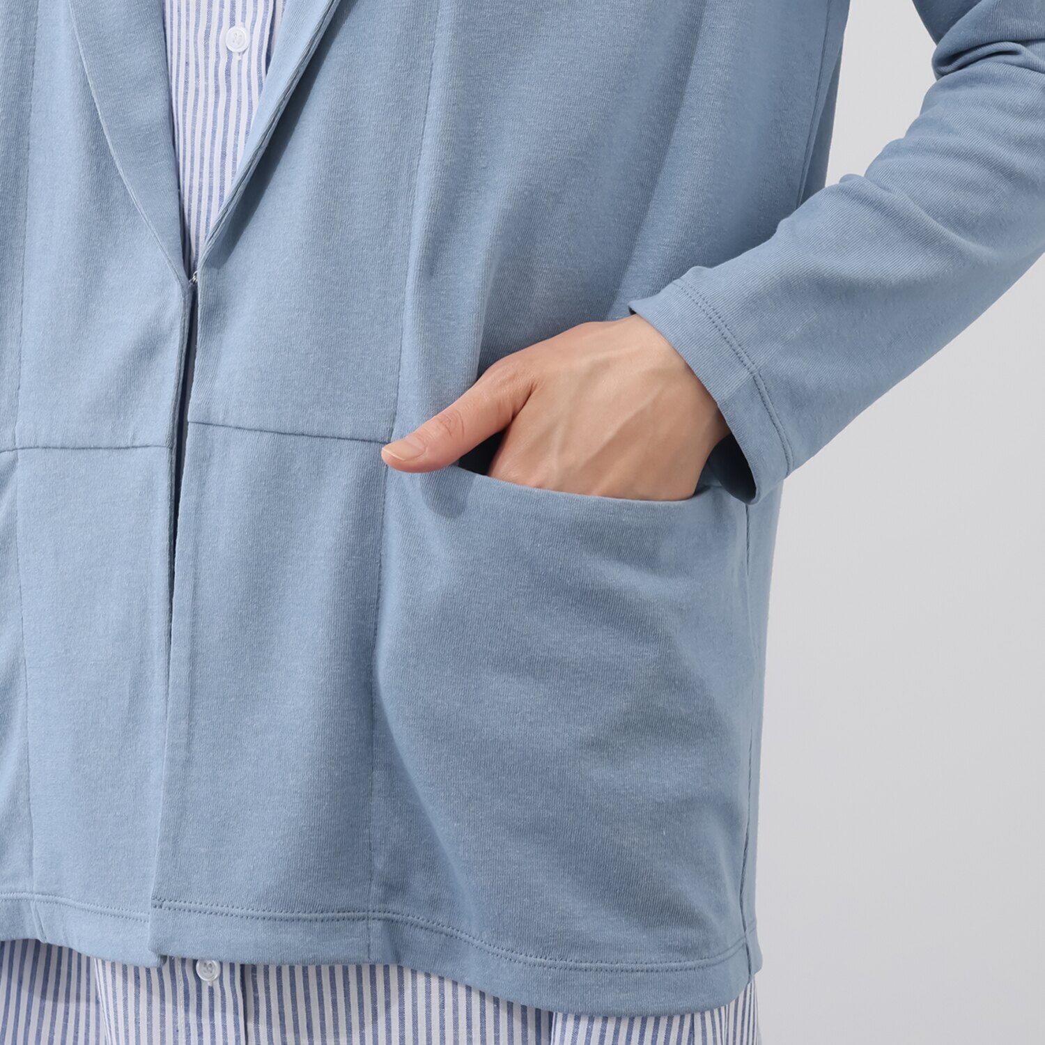 スピンブルー 接触冷感・吸水速乾 フレンチリネンブレンド リラックスジャージー サマージャケット