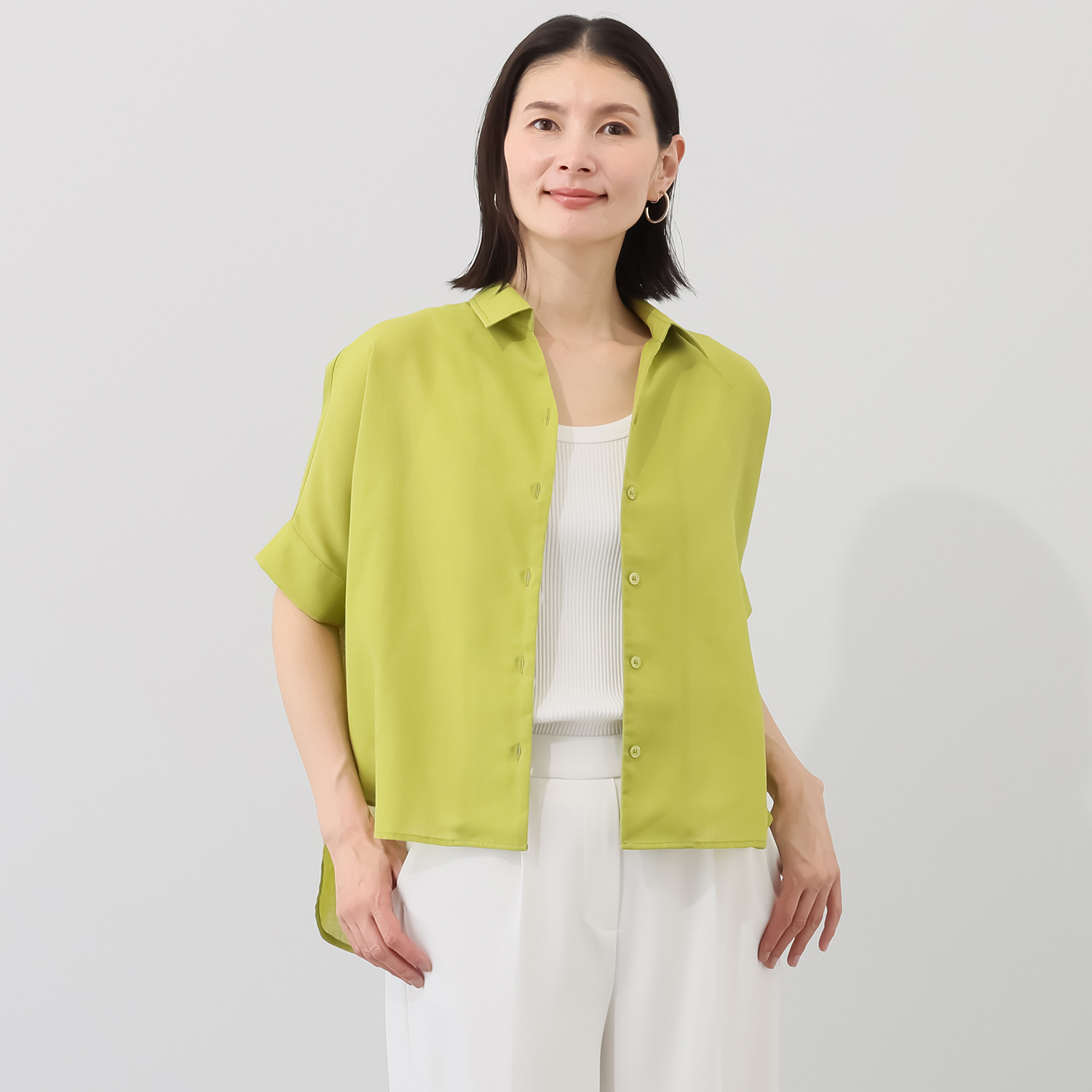 スピンブルー ヨーロピアンフラックスＲ リネンブレンド ドルマンスリーブ シャツブラウス