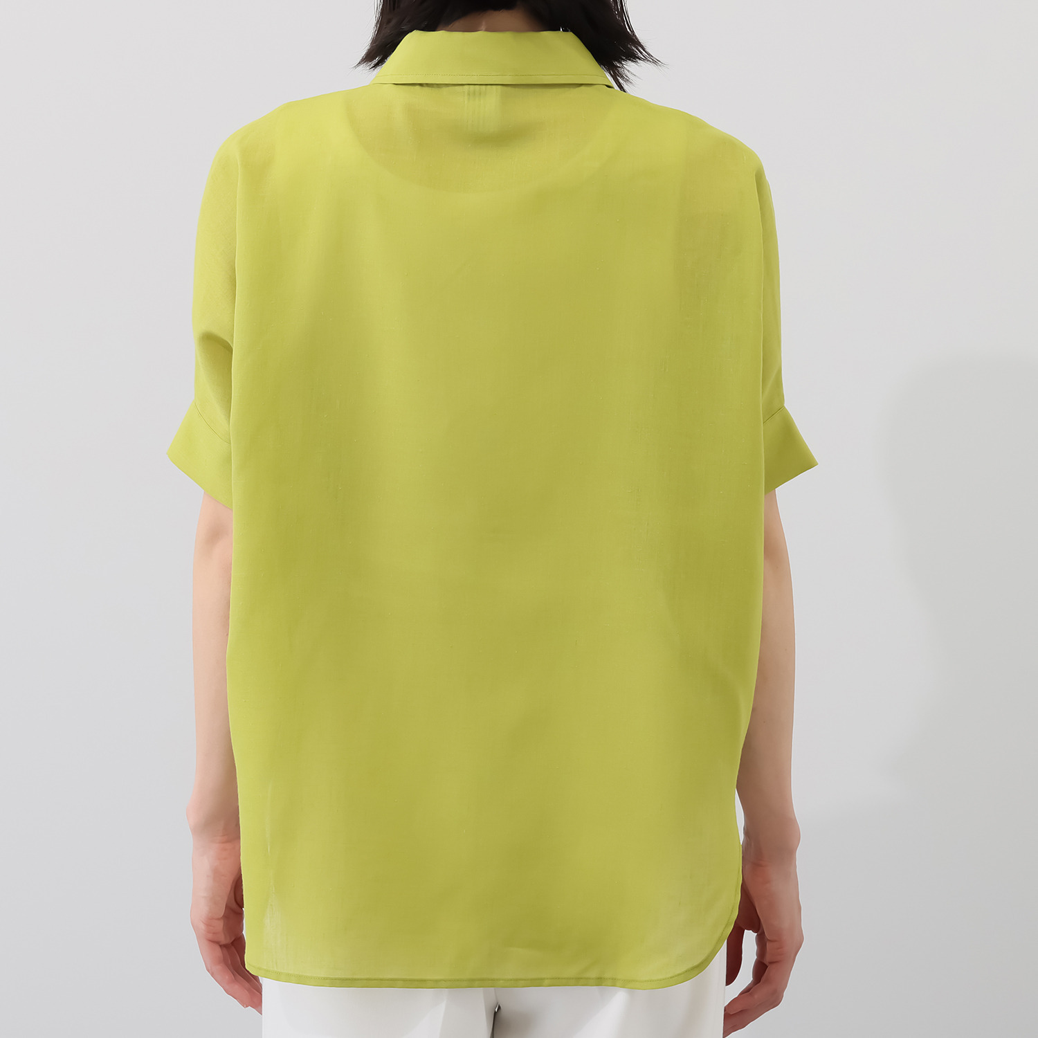 スピンブルー ヨーロピアンフラックスＲ リネンブレンド ドルマンスリーブ シャツブラウス