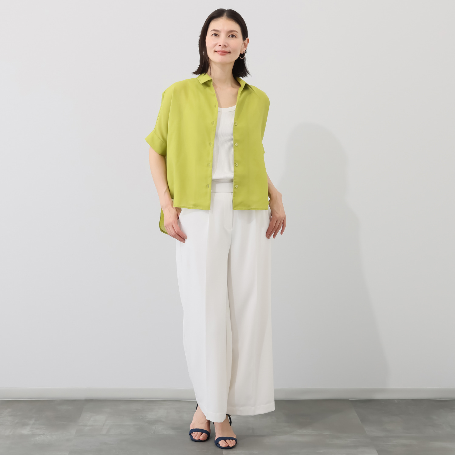 スピンブルー ヨーロピアンフラックスＲ リネンブレンド ドルマンスリーブ シャツブラウス