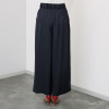 元町ゼラール ドレープ感が美しい！ とろみサテン ギャザーワイドパンツ
