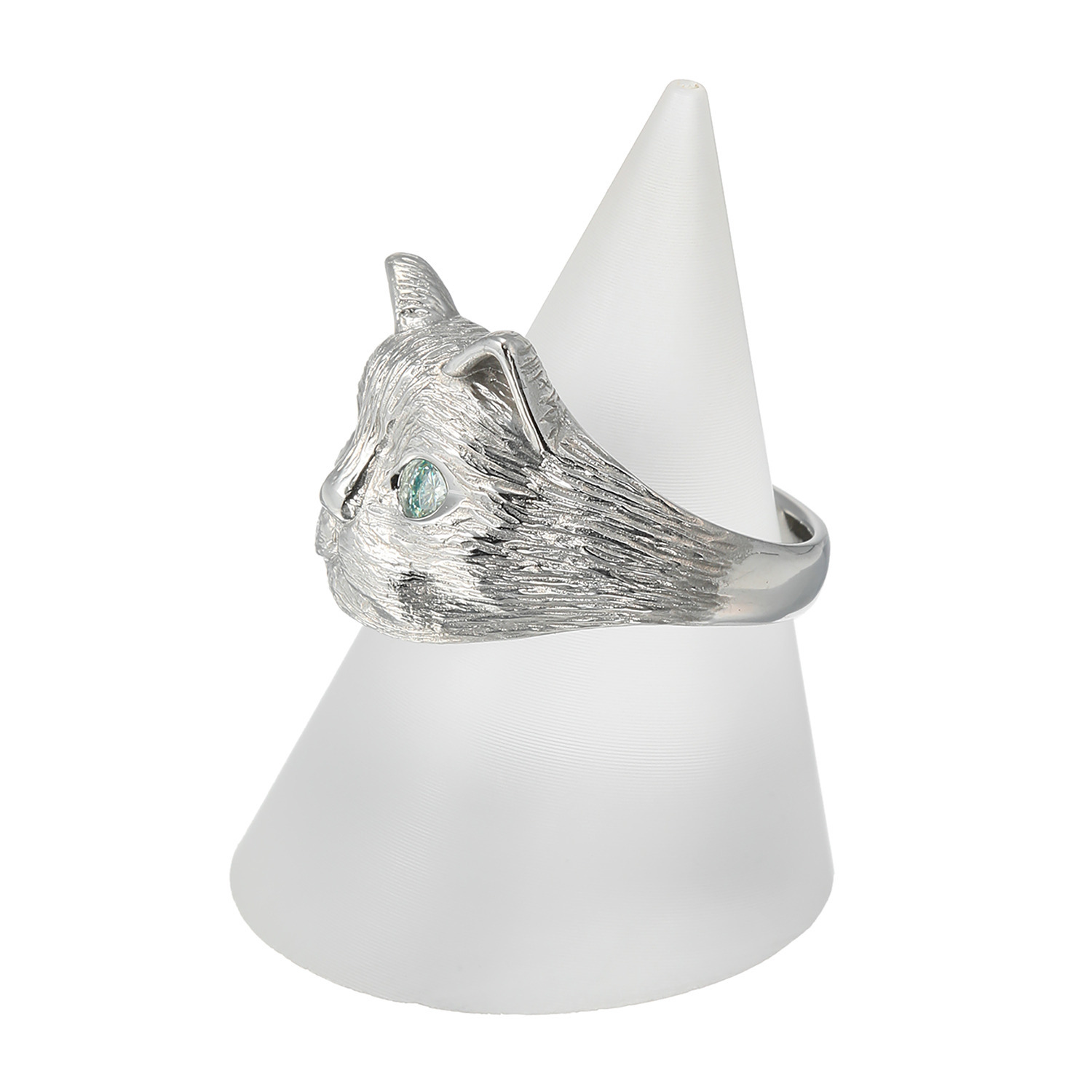 エクラトリエ サージカルステンレス モアサナイト にゃんこリング