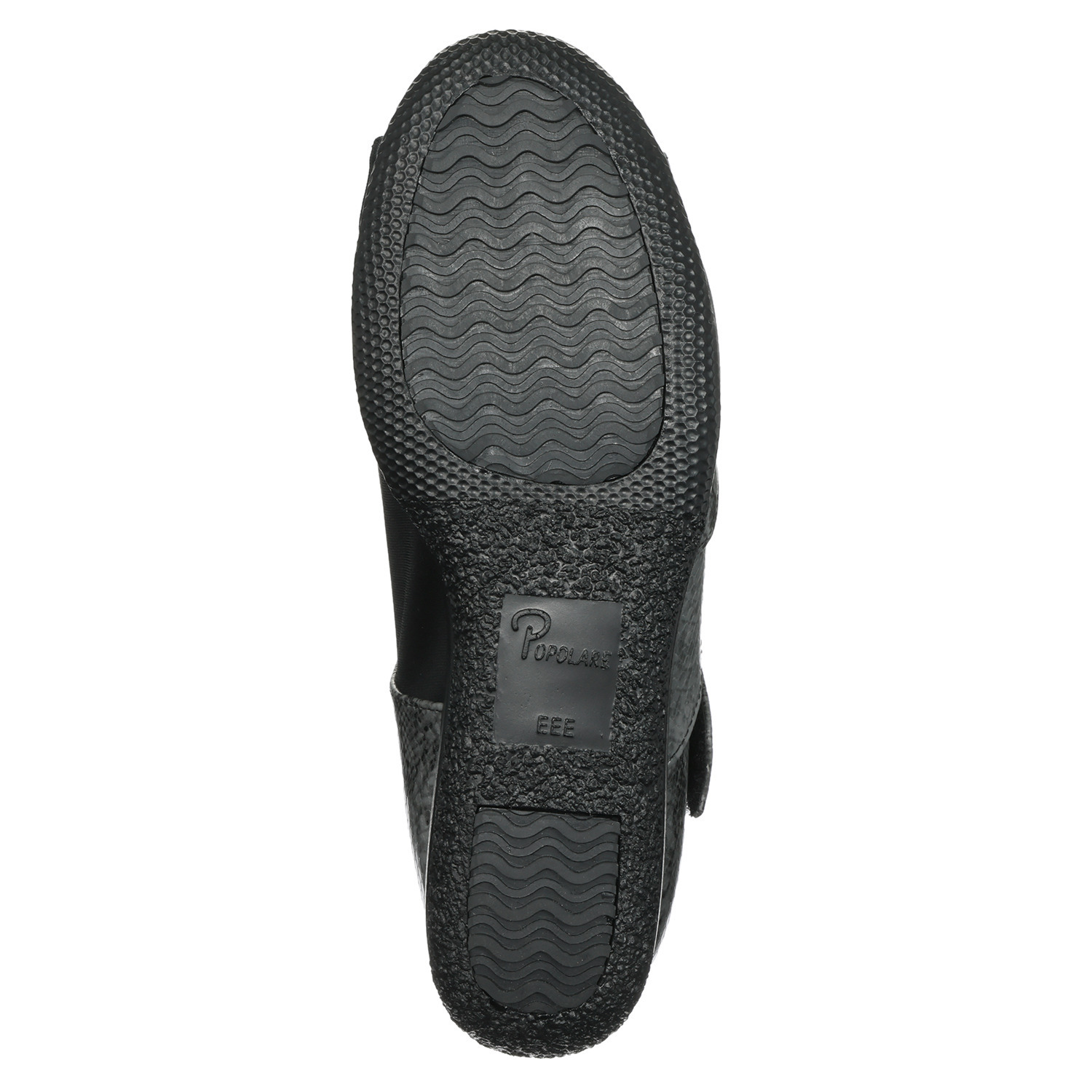 ポポラーレ 内側ストレッチ パイソンデザイン オープントゥパンプス