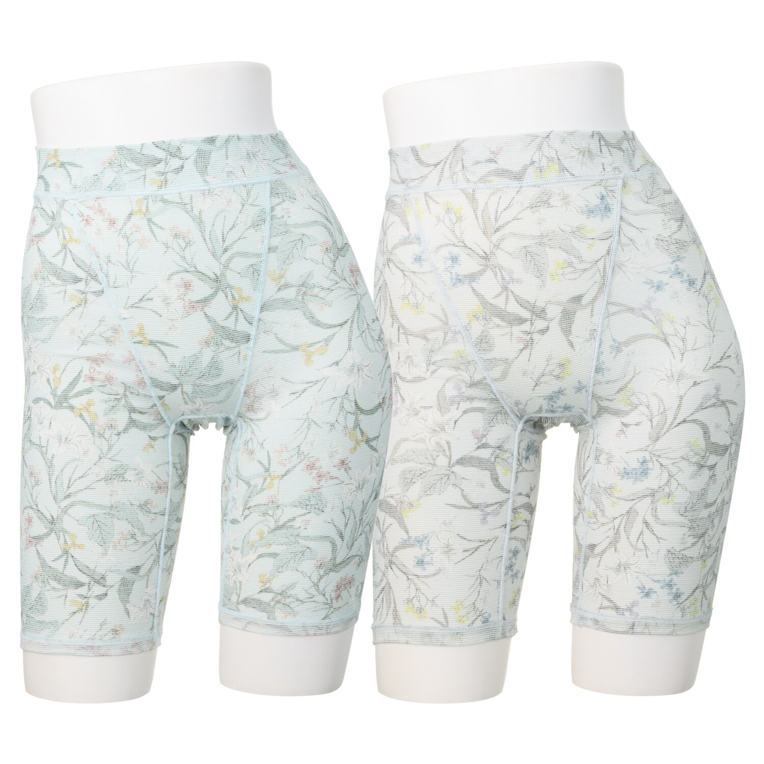 丸福ガーゼ ムレにくくて快適！速乾 綿モダール混 ボタニカルプリント 三分丈ショーツ２枚セット