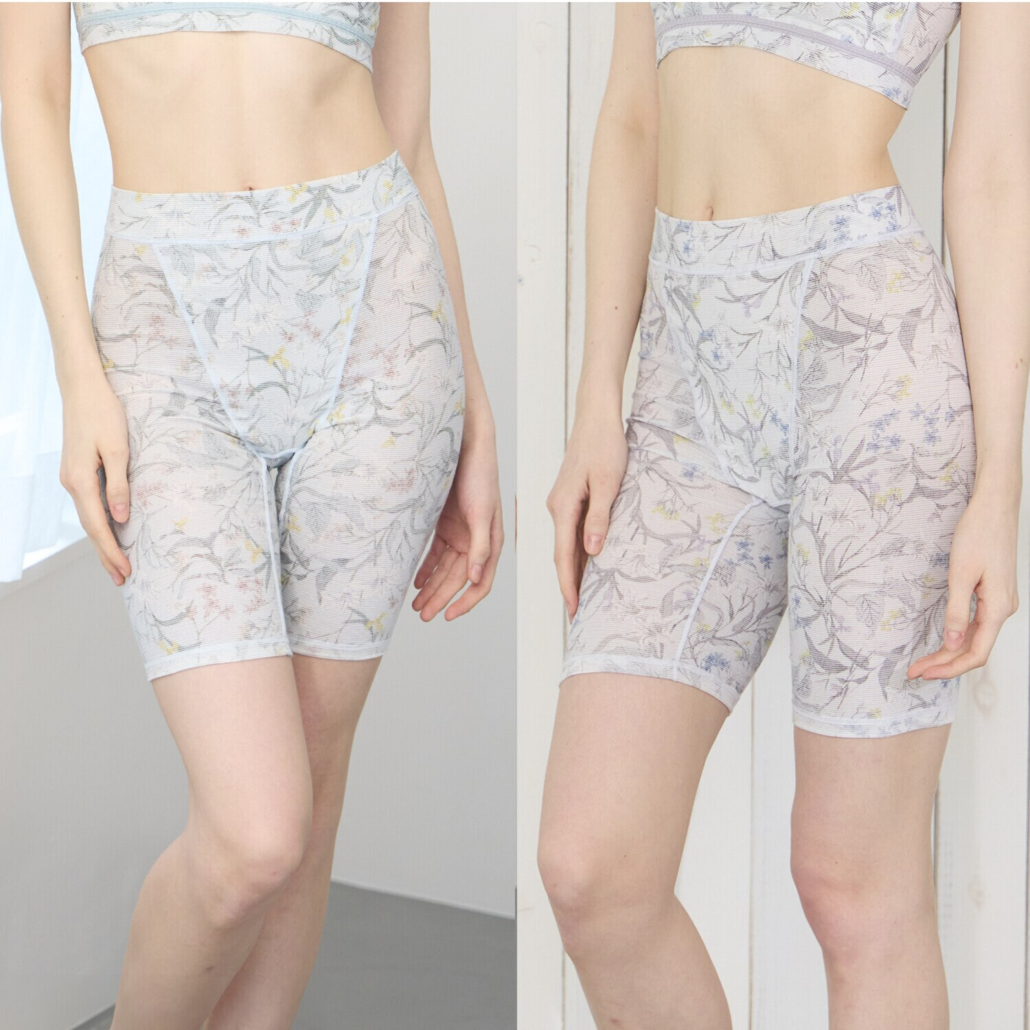 丸福ガーゼ ムレにくくて快適！速乾 綿モダール混 ボタニカルプリント 三分丈ショーツ２枚セット