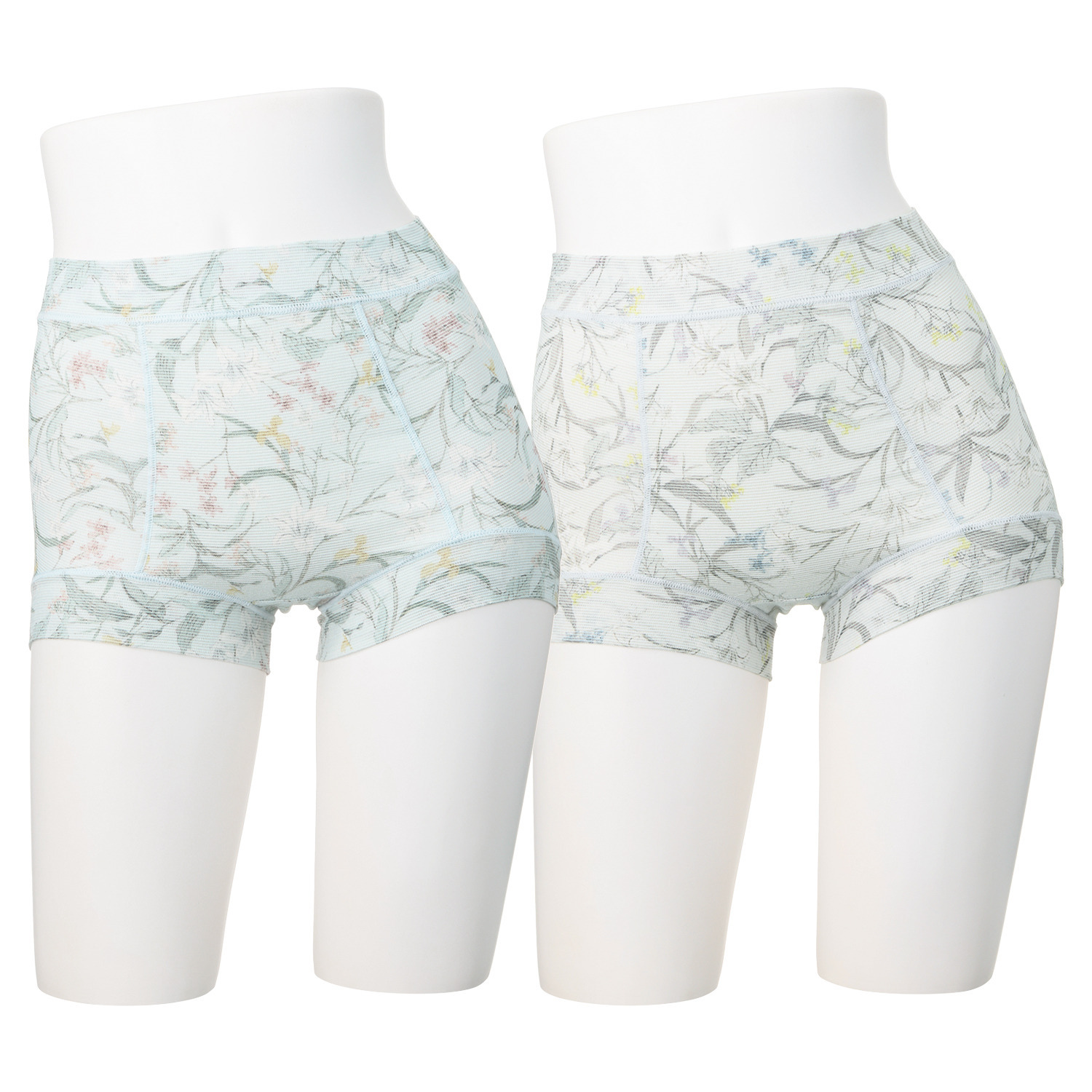 丸福ガーゼ ムレにくくて快適！速乾 綿モダール混 ボタニカルプリント 極らくショーツ２枚セット