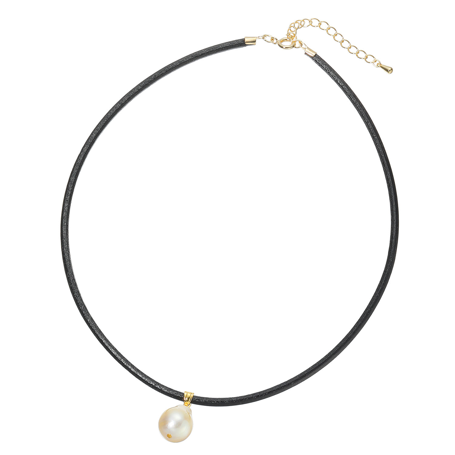 パールモール シルバー シャンパンカラー 白蝶パール レザーコード ペンダント