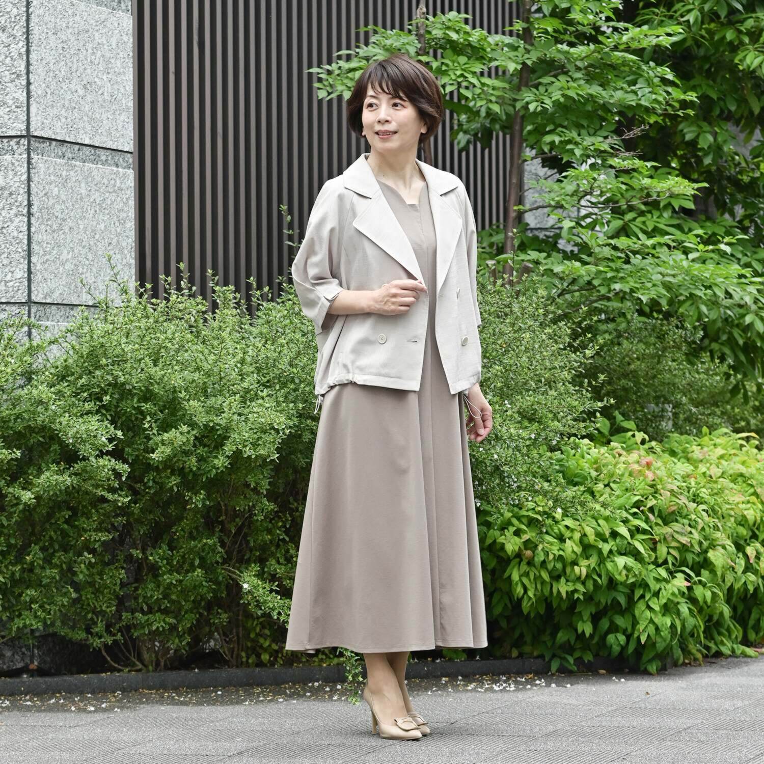 アンリック　オー　ブルー 接触冷感・ＵＶカット ターンバックスリーブ 細見えフレアーワンピース ＜着丈１２０ｃｍ＞