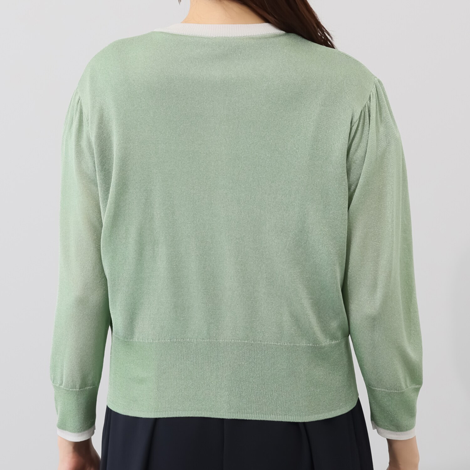 アンリック　オー　ブルー 接触冷感 シアーラメニット 上品大人見え カーディガン