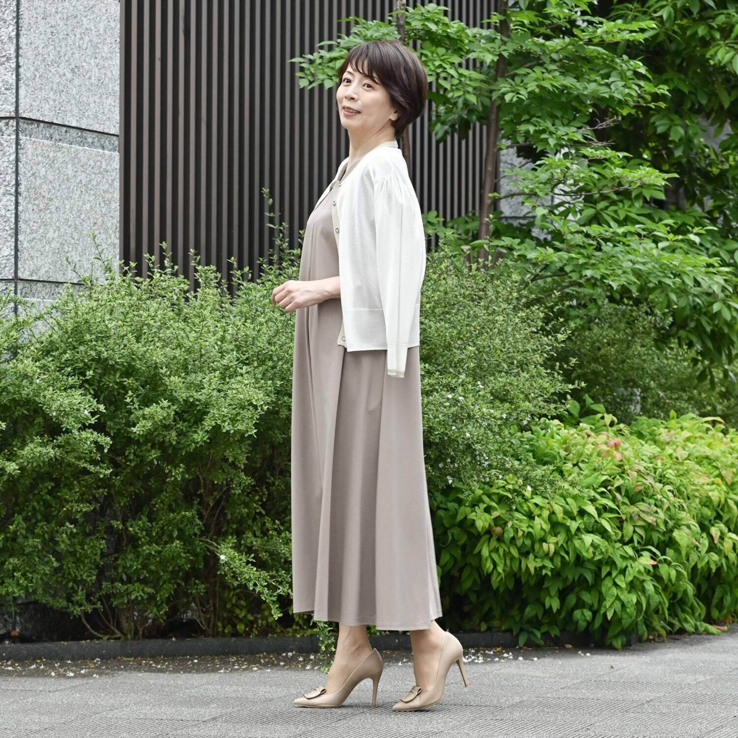 アンリック　オー　ブルー 接触冷感 シアーラメニット 上品大人見え カーディガン