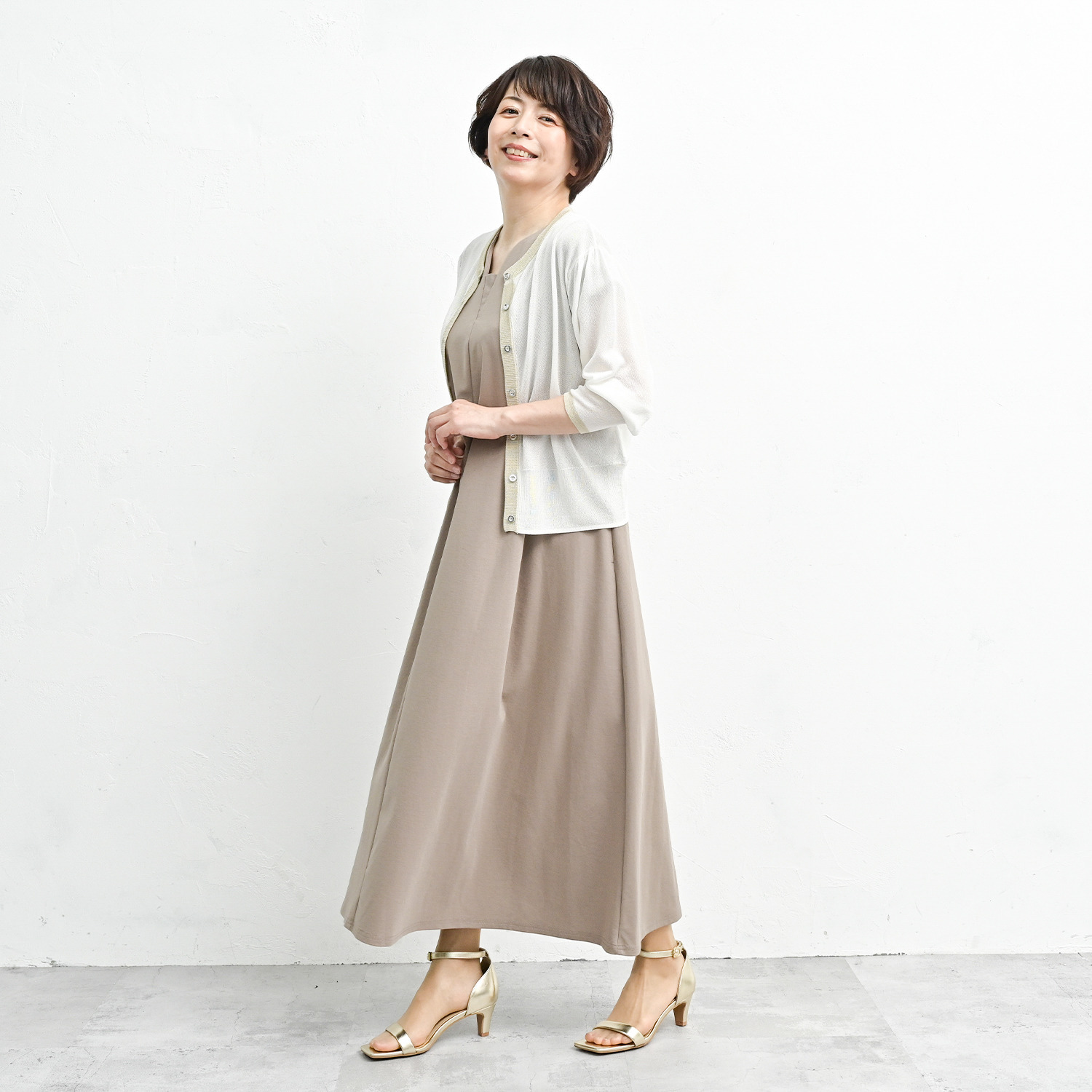 アンリック　オー　ブルー 接触冷感 シアーラメニット 上品大人見え カーディガン