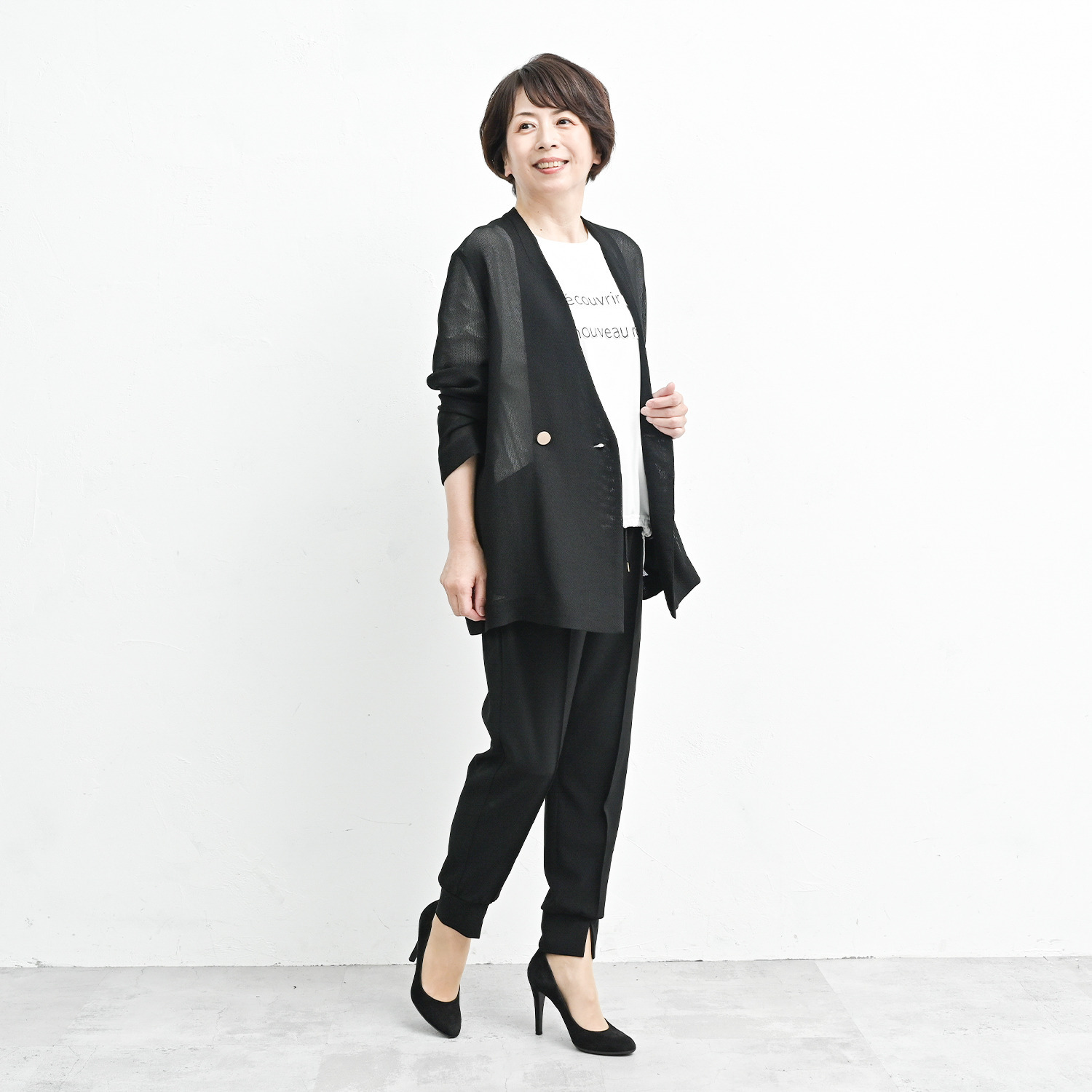 アンリック　オー　ブルー コットンスムース エンボス＆プリント 前裾ドローストリング プルオーバー