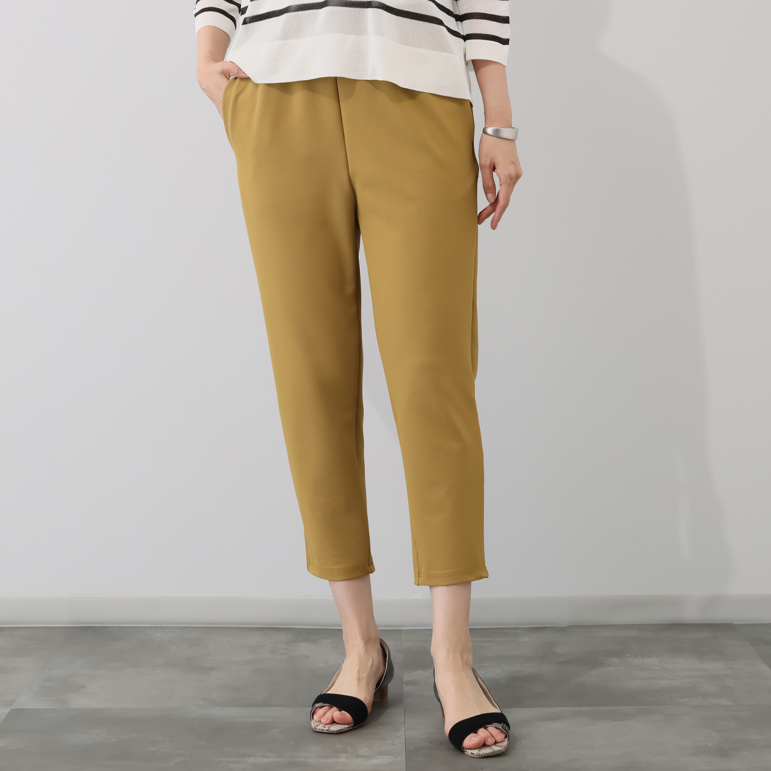 アンリック　オー　ブルー シェルタリングドライＲ カルゼ編 ラメリブアクセント リラックスパンツ