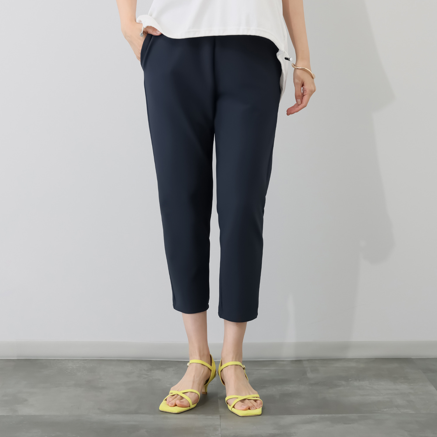 アンリック　オー　ブルー シェルタリングドライＲ カルゼ編 ラメリブアクセント リラックスパンツ